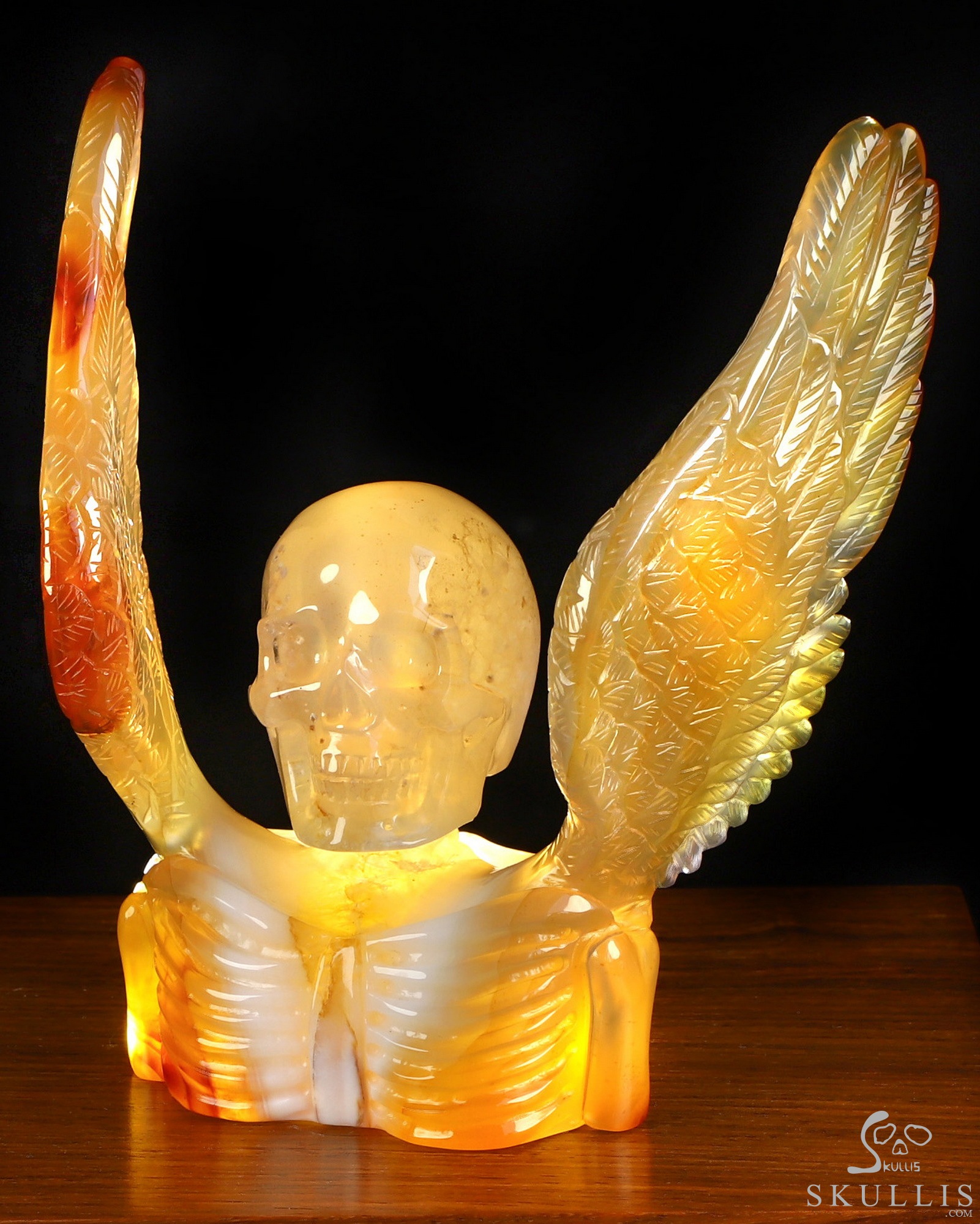 Sept 20, 2026 ACSAD (A Crystal Skull a Day) - Reborn from the Bone - 4.4" Agate Hand Carved Winged Crystal Skull Fine Art Sculpture, Crystal Healing Sept 20, 2026 ACSAD (A Crystal Skull a Day) - Reborn from the Bone - 4.4" Agate Hand Carved Winged Crystal Skull Fine Art Sculpture, Crystal Healing