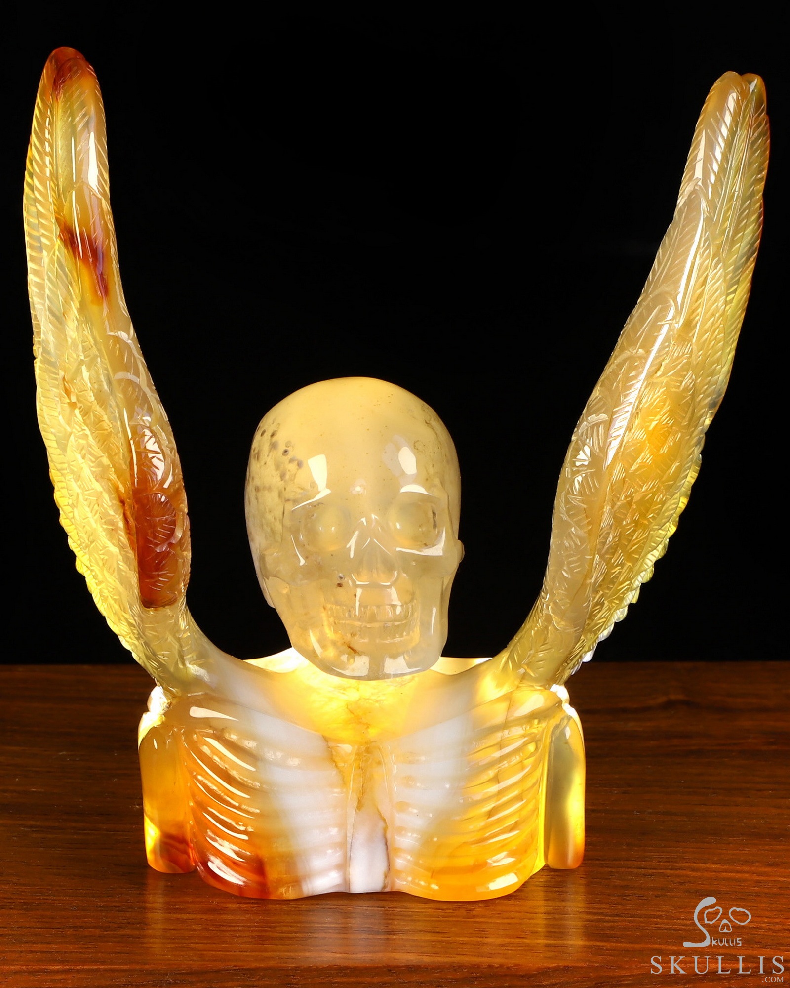 Sept 20, 2026 ACSAD (A Crystal Skull a Day) - Reborn from the Bone - 4.4" Agate Hand Carved Winged Crystal Skull Fine Art Sculpture, Crystal Healing Sept 20, 2026 ACSAD (A Crystal Skull a Day) - Reborn from the Bone - 4.4" Agate Hand Carved Winged Crystal Skull Fine Art Sculpture, Crystal Healing
