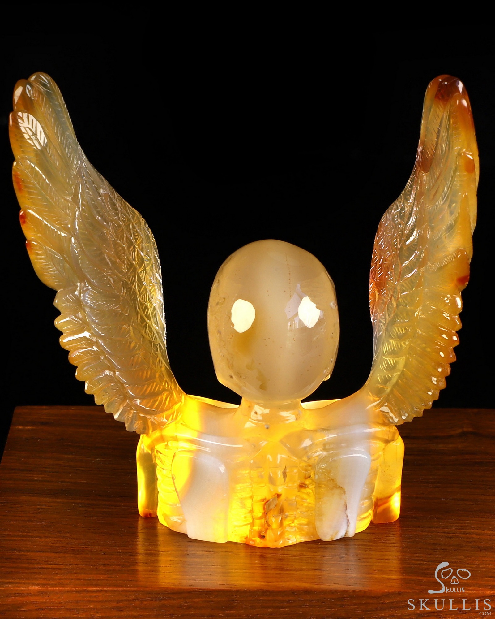Sept 20, 2026 ACSAD (A Crystal Skull a Day) - Reborn from the Bone - 4.4" Agate Hand Carved Winged Crystal Skull Fine Art Sculpture, Crystal Healing Sept 20, 2026 ACSAD (A Crystal Skull a Day) - Reborn from the Bone - 4.4" Agate Hand Carved Winged Crystal Skull Fine Art Sculpture, Crystal Healing