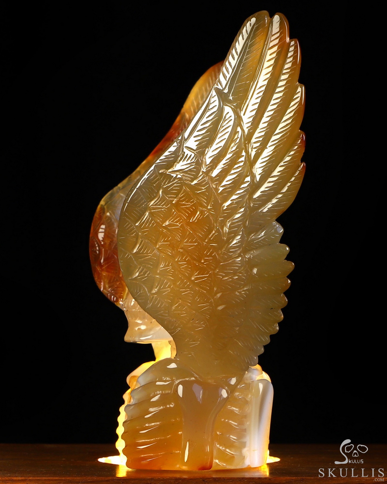 Sept 20, 2026 ACSAD (A Crystal Skull a Day) - Reborn from the Bone - 4.4" Agate Hand Carved Winged Crystal Skull Fine Art Sculpture, Crystal Healing Sept 20, 2026 ACSAD (A Crystal Skull a Day) - Reborn from the Bone - 4.4" Agate Hand Carved Winged Crystal Skull Fine Art Sculpture, Crystal Healing