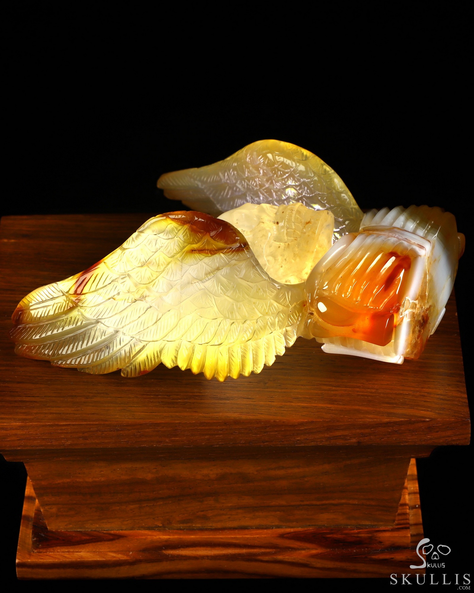 Sept 20, 2026 ACSAD (A Crystal Skull a Day) - Reborn from the Bone - 4.4" Agate Hand Carved Winged Crystal Skull Fine Art Sculpture, Crystal Healing Sept 20, 2026 ACSAD (A Crystal Skull a Day) - Reborn from the Bone - 4.4" Agate Hand Carved Winged Crystal Skull Fine Art Sculpture, Crystal Healing