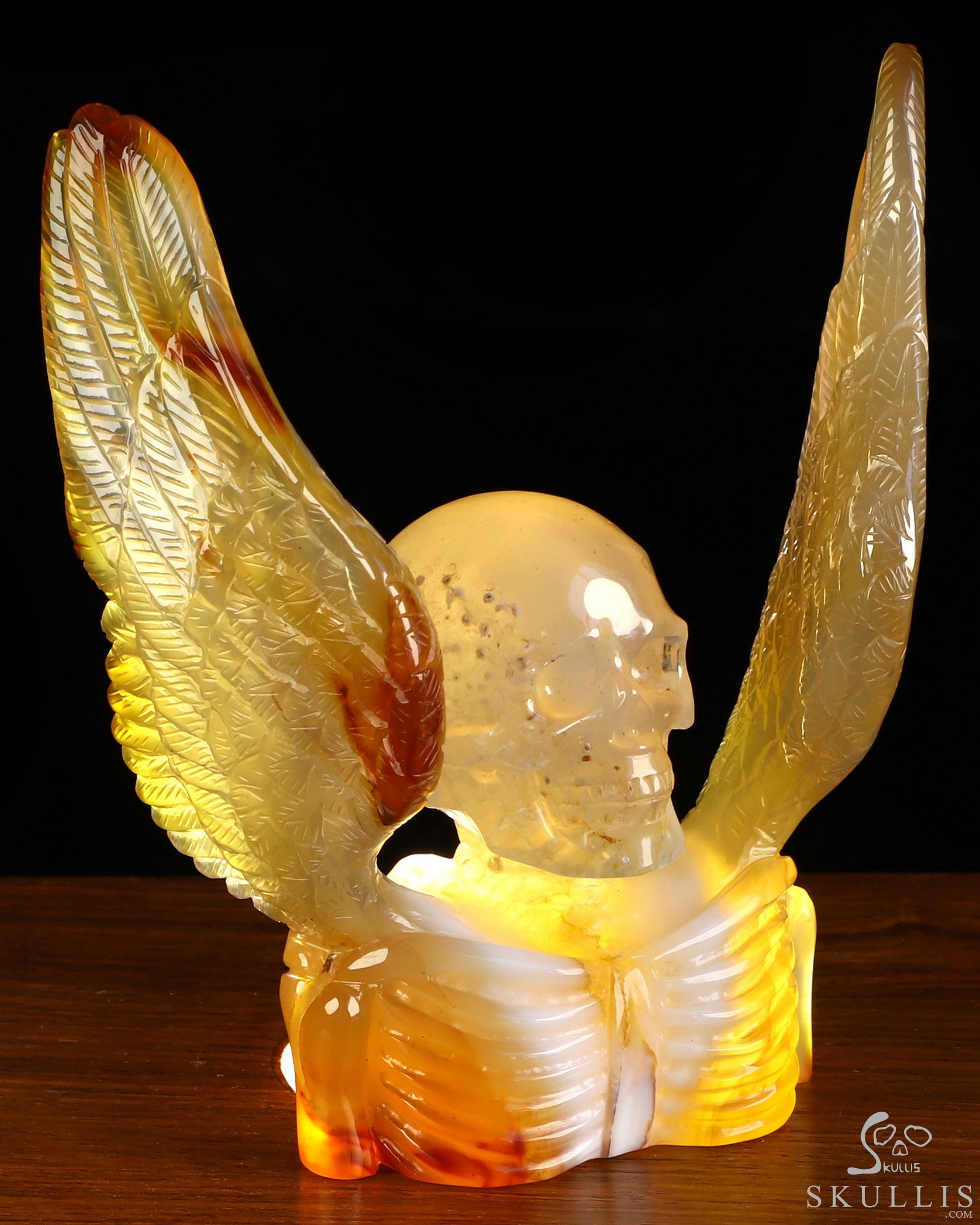 Sept 20, 2026 ACSAD (A Crystal Skull a Day) - Reborn from the Bone - 4.4" Agate Hand Carved Winged Crystal Skull Fine Art Sculpture, Crystal Healing Sept 20, 2026 ACSAD (A Crystal Skull a Day) - Reborn from the Bone - 4.4" Agate Hand Carved Winged Crystal Skull Fine Art Sculpture, Crystal Healing