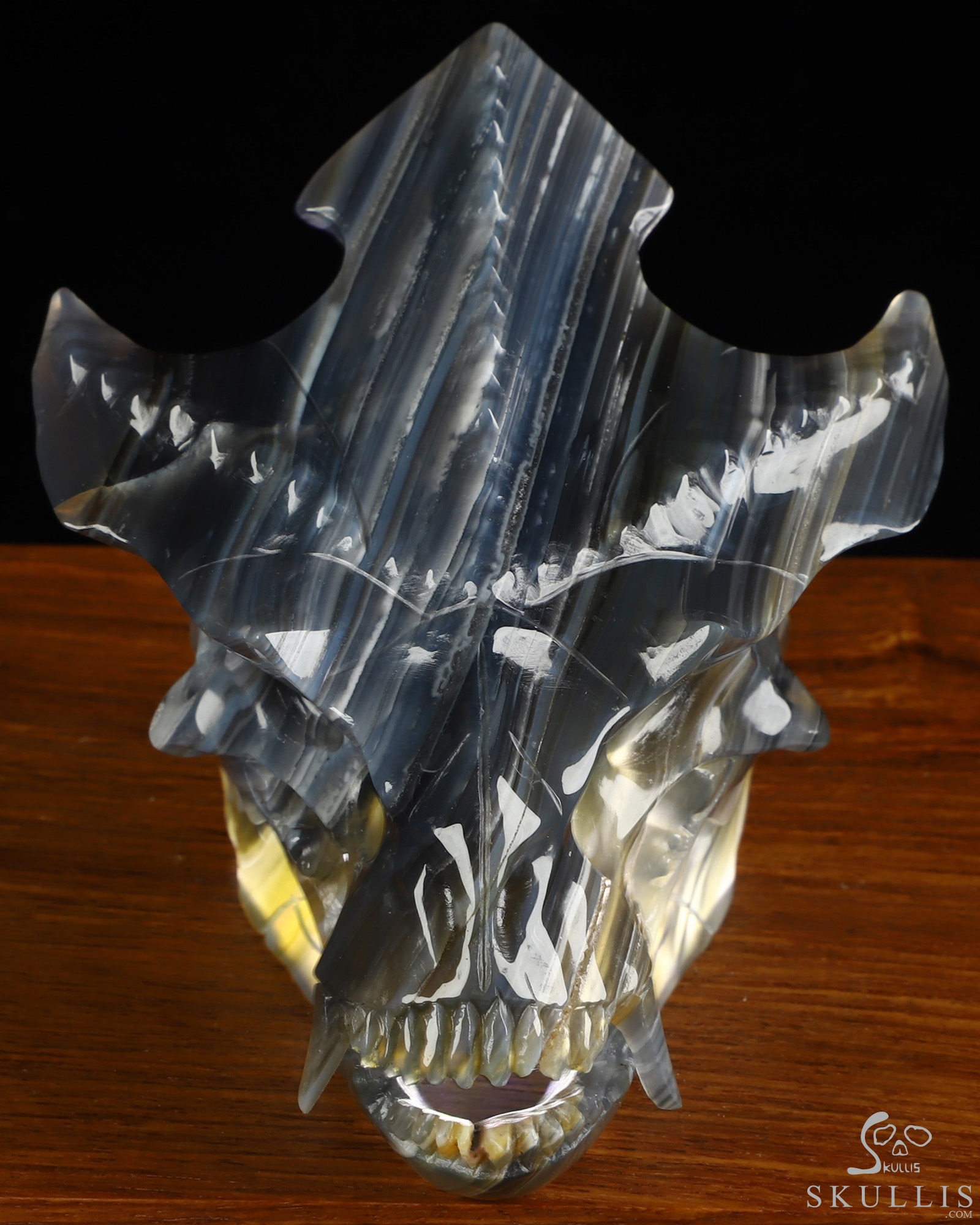 4.4" Premium Brazilian Agate Hand Carved Pterodactyl Crystal Skull Fine Art Sculpture, Crystal Healing 4.4" Premium Brazilian Agate Hand Carved Pterodactyl Crystal Skull Fine Art Sculpture, Crystal Healing