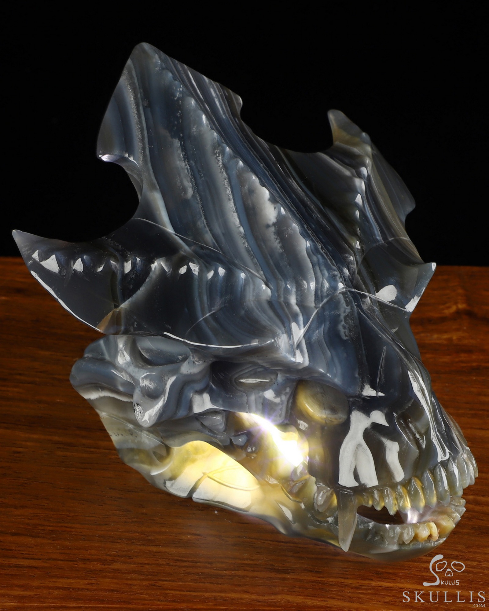 4.4" Premium Brazilian Agate Hand Carved Pterodactyl Crystal Skull Fine Art Sculpture, Crystal Healing 4.4" Premium Brazilian Agate Hand Carved Pterodactyl Crystal Skull Fine Art Sculpture, Crystal Healing
