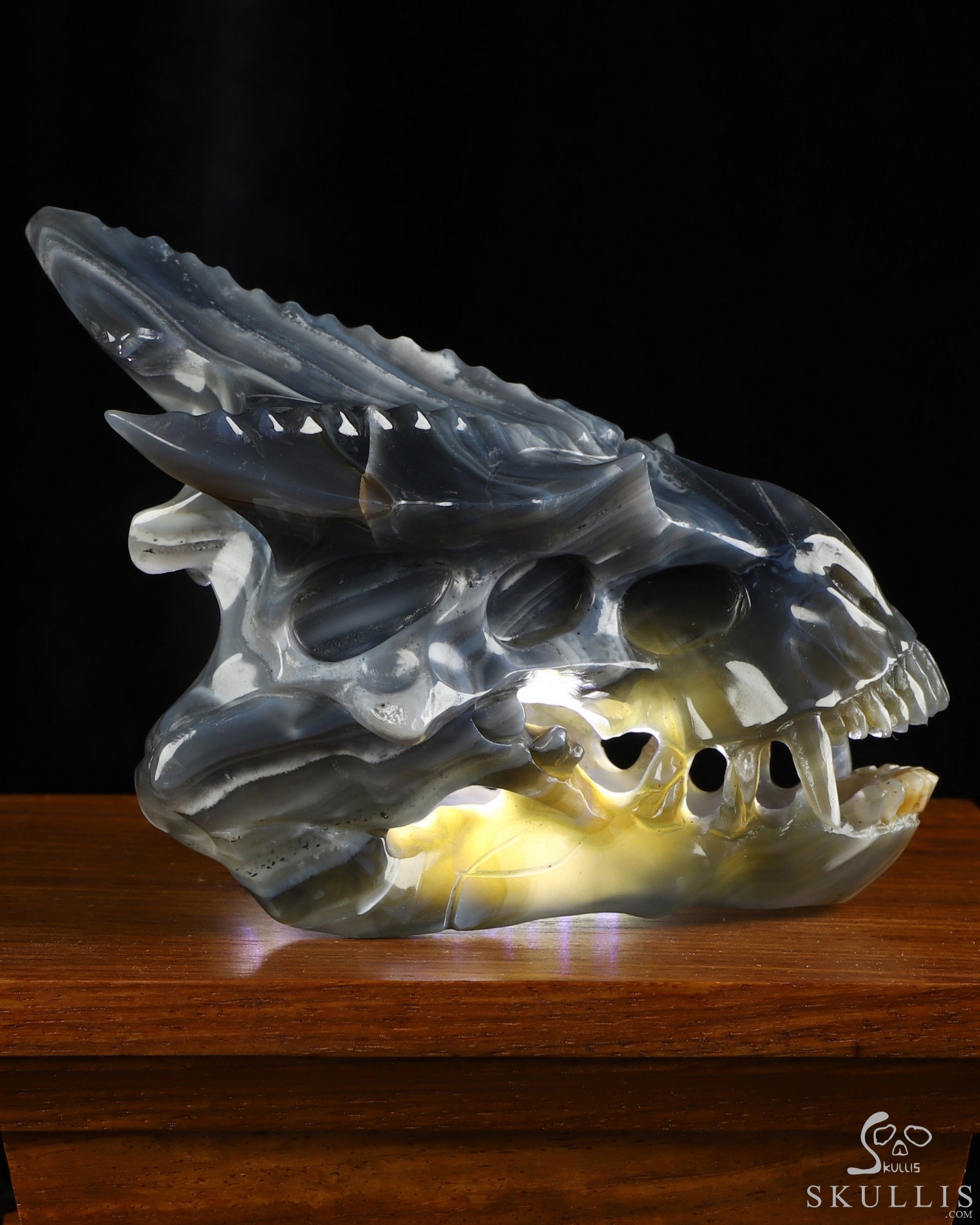 4.4" Premium Brazilian Agate Hand Carved Pterodactyl Crystal Skull Fine Art Sculpture, Crystal Healing 4.4" Premium Brazilian Agate Hand Carved Pterodactyl Crystal Skull Fine Art Sculpture, Crystal Healing