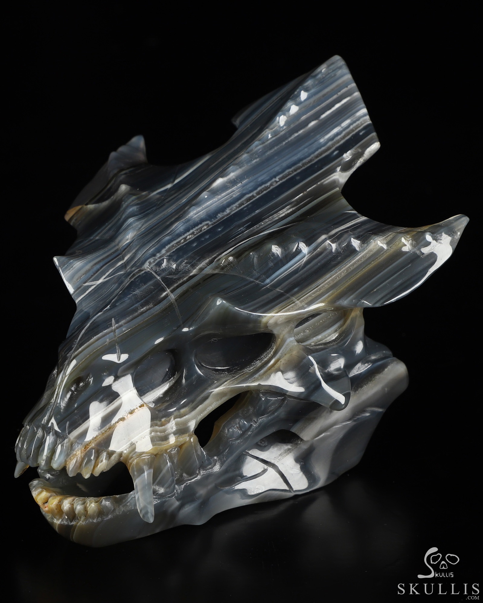 4.4" Premium Brazilian Agate Hand Carved Pterodactyl Crystal Skull Fine Art Sculpture, Crystal Healing 4.4" Premium Brazilian Agate Hand Carved Pterodactyl Crystal Skull Fine Art Sculpture, Crystal Healing