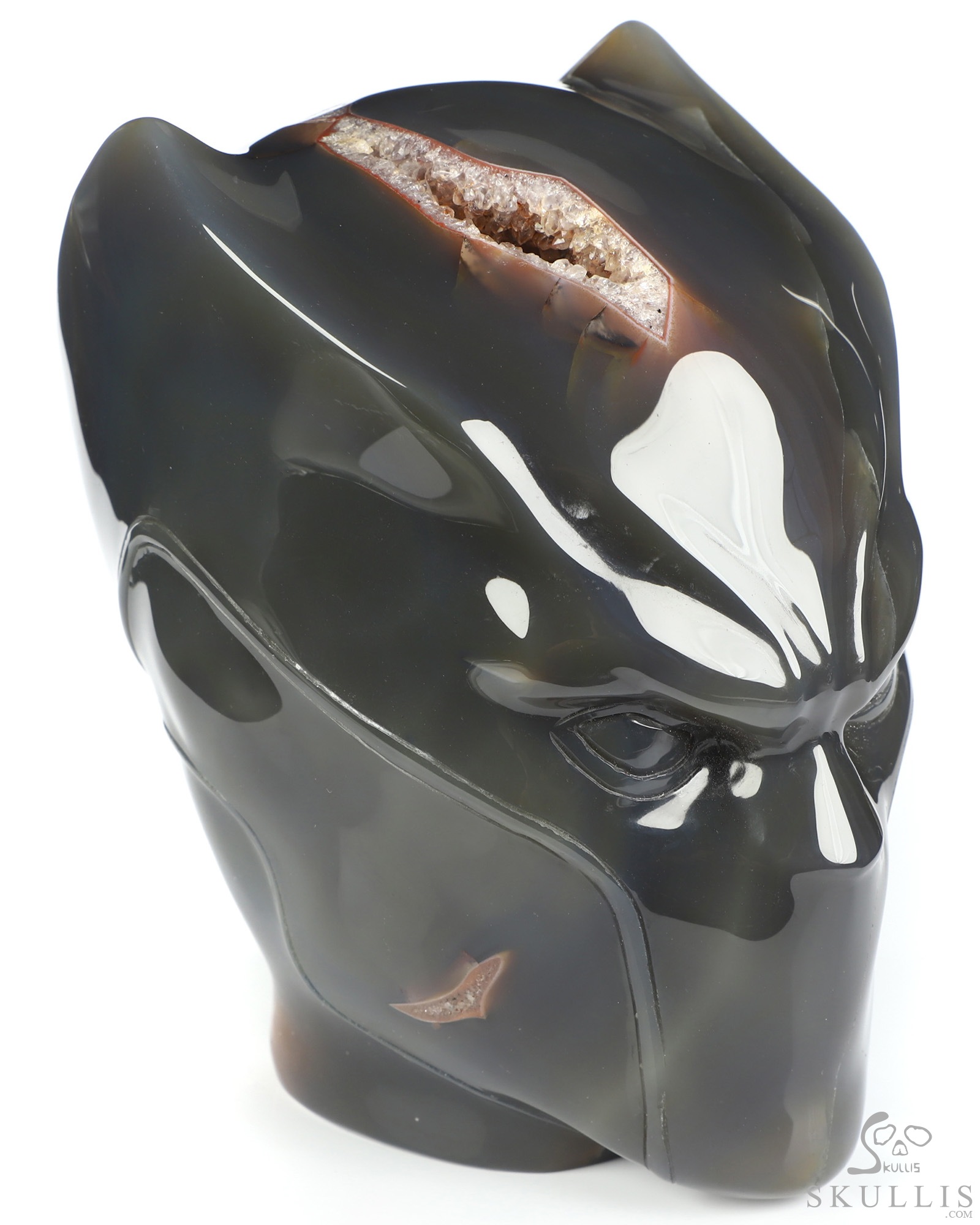 Black Panther - 4.9" Premium Brazilian Agate Hand Carved Crystal Fine Art Sculpture, Crystal Healing Black Panther - 4.9" Premium Brazilian Agate Hand Carved Crystal Fine Art Sculpture, Crystal Healing