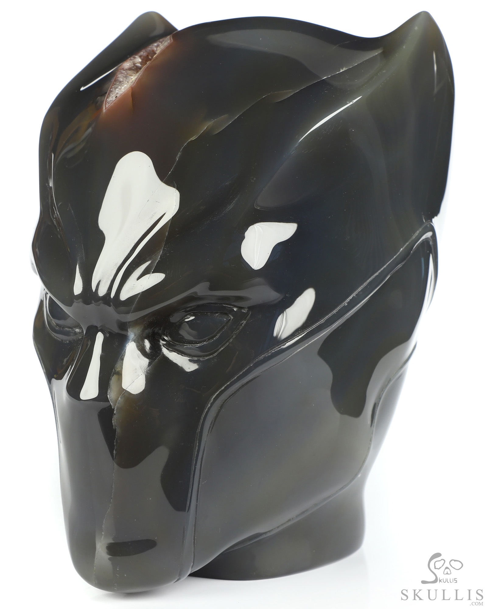 Black Panther - 4.9" Premium Brazilian Agate Hand Carved Crystal Fine Art Sculpture, Crystal Healing Black Panther - 4.9" Premium Brazilian Agate Hand Carved Crystal Fine Art Sculpture, Crystal Healing