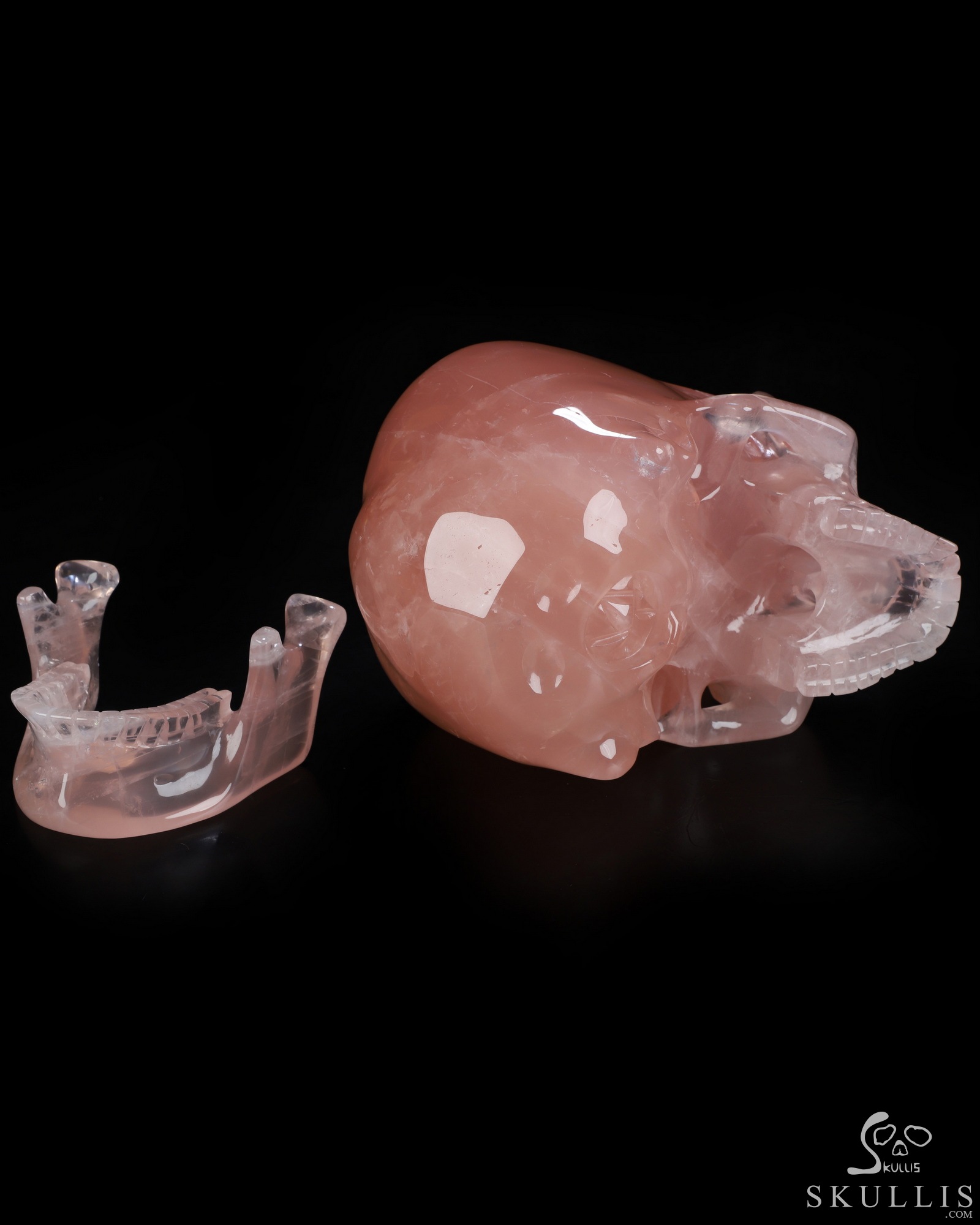 Sept 21, 2026 ACSAD (A Crystal Skull a Day) - The Shape of Belonging - 7.7" Rose Quartz Hand Carved Crystal Detachable Skull Sculpture, Crystal Healing Sept 21, 2026 ACSAD (A Crystal Skull a Day) - The Shape of Belonging - 7.7" Rose Quartz Hand Carved Crystal Detachable Skull Sculpture, Crystal Healing