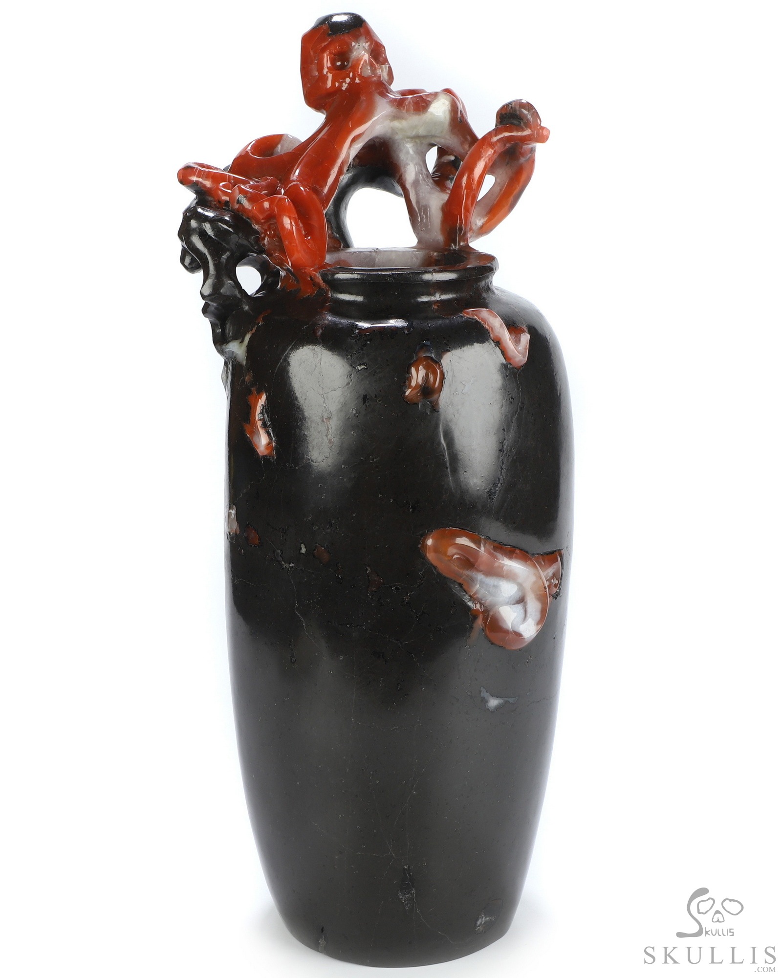 Oct 8, 2026 ACSAD (A Crystal Skull a Day) - The Tenant Refuses to Leave - 11.9" Hand Carved Empire Red Agate Octopus Crystal Skull Functional Flower Vase Fine Art Sculpture, Crystal Healing Oct 8, 2026 ACSAD (A Crystal Skull a Day) - The Tenant Refuses to Leave - 11.9" Hand Carved Empire Red Agate Octopus Crystal Skull Functional Flower Vase Fine Art Sculpture, Crystal Healing