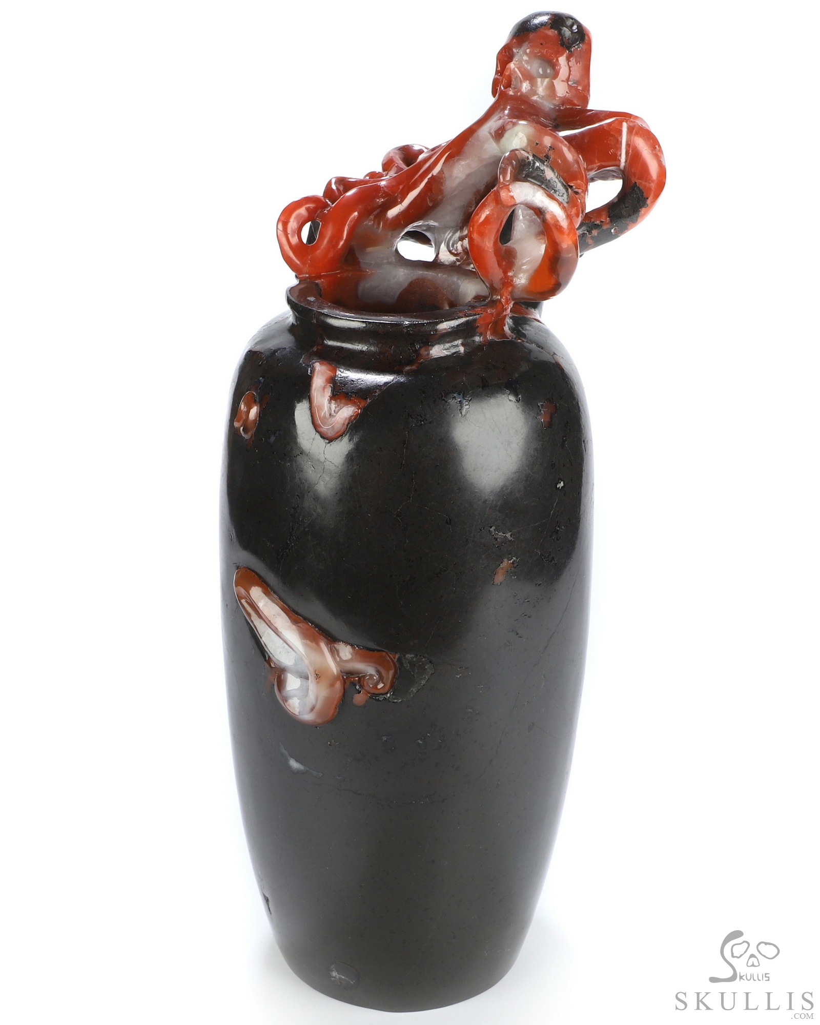 Oct 8, 2026 ACSAD (A Crystal Skull a Day) - The Tenant Refuses to Leave - 11.9" Hand Carved Empire Red Agate Octopus Crystal Skull Functional Flower Vase Fine Art Sculpture, Crystal Healing Oct 8, 2026 ACSAD (A Crystal Skull a Day) - The Tenant Refuses to Leave - 11.9" Hand Carved Empire Red Agate Octopus Crystal Skull Functional Flower Vase Fine Art Sculpture, Crystal Healing