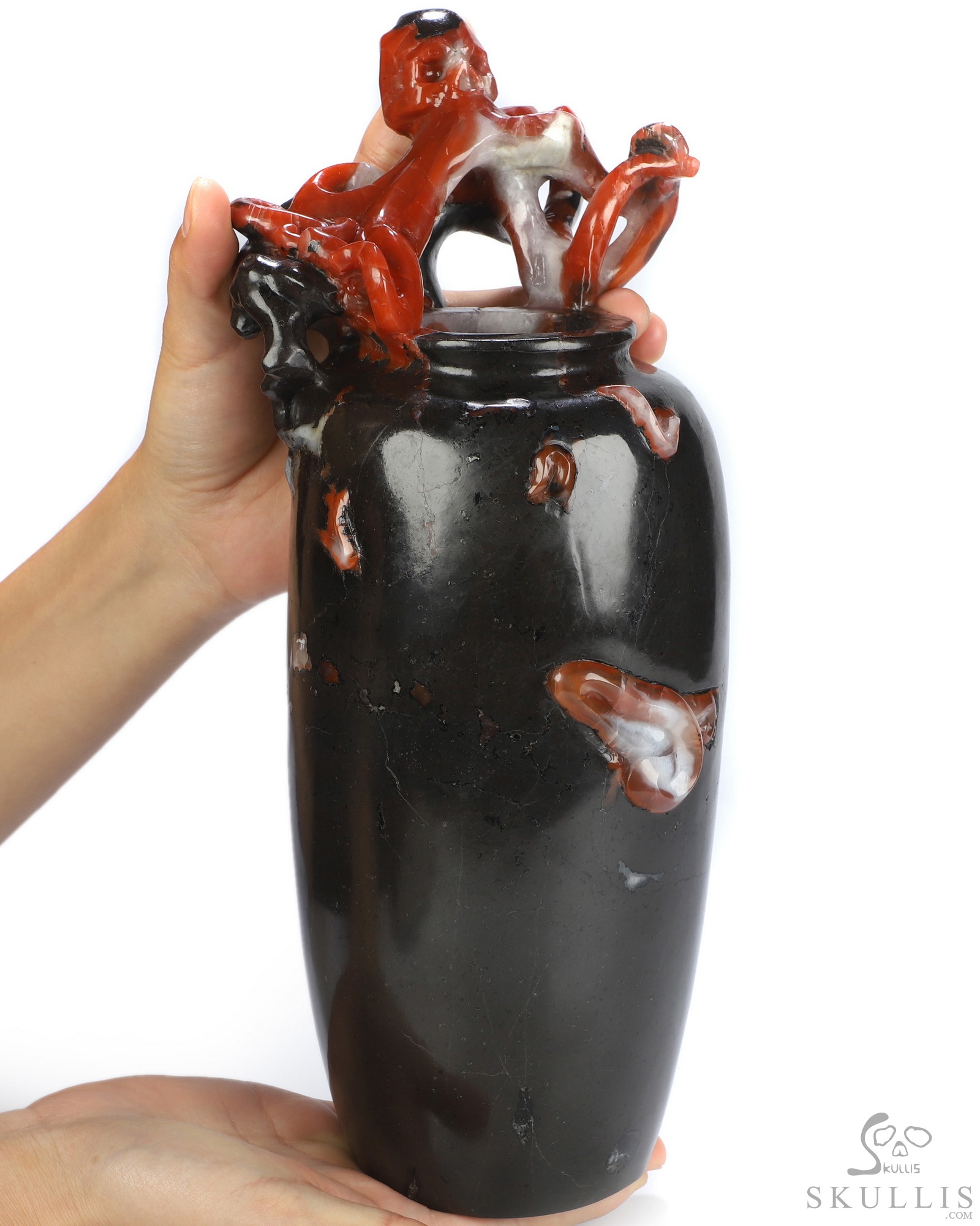 Oct 8, 2026 ACSAD (A Crystal Skull a Day) - The Tenant Refuses to Leave - 11.9" Hand Carved Empire Red Agate Octopus Crystal Skull Functional Flower Vase Fine Art Sculpture, Crystal Healing Oct 8, 2026 ACSAD (A Crystal Skull a Day) - The Tenant Refuses to Leave - 11.9" Hand Carved Empire Red Agate Octopus Crystal Skull Functional Flower Vase Fine Art Sculpture, Crystal Healing