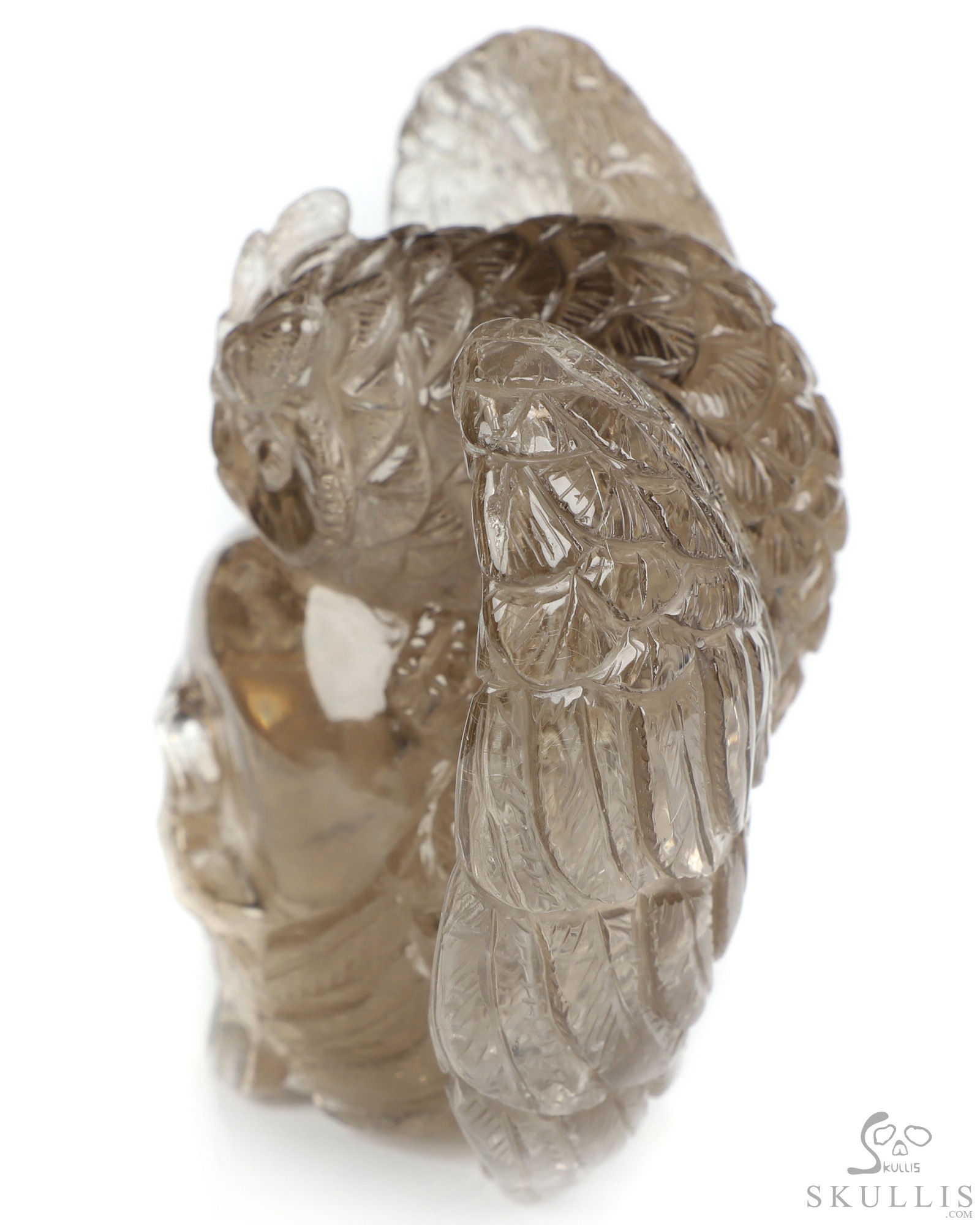 4.8" Smoky Quartz Rock Crystal Hand Carved Crystal Skull and Owl Sculpture, Crystal Healing 4.8" Smoky Quartz Rock Crystal Hand Carved Crystal Skull and Owl Sculpture, Crystal Healing