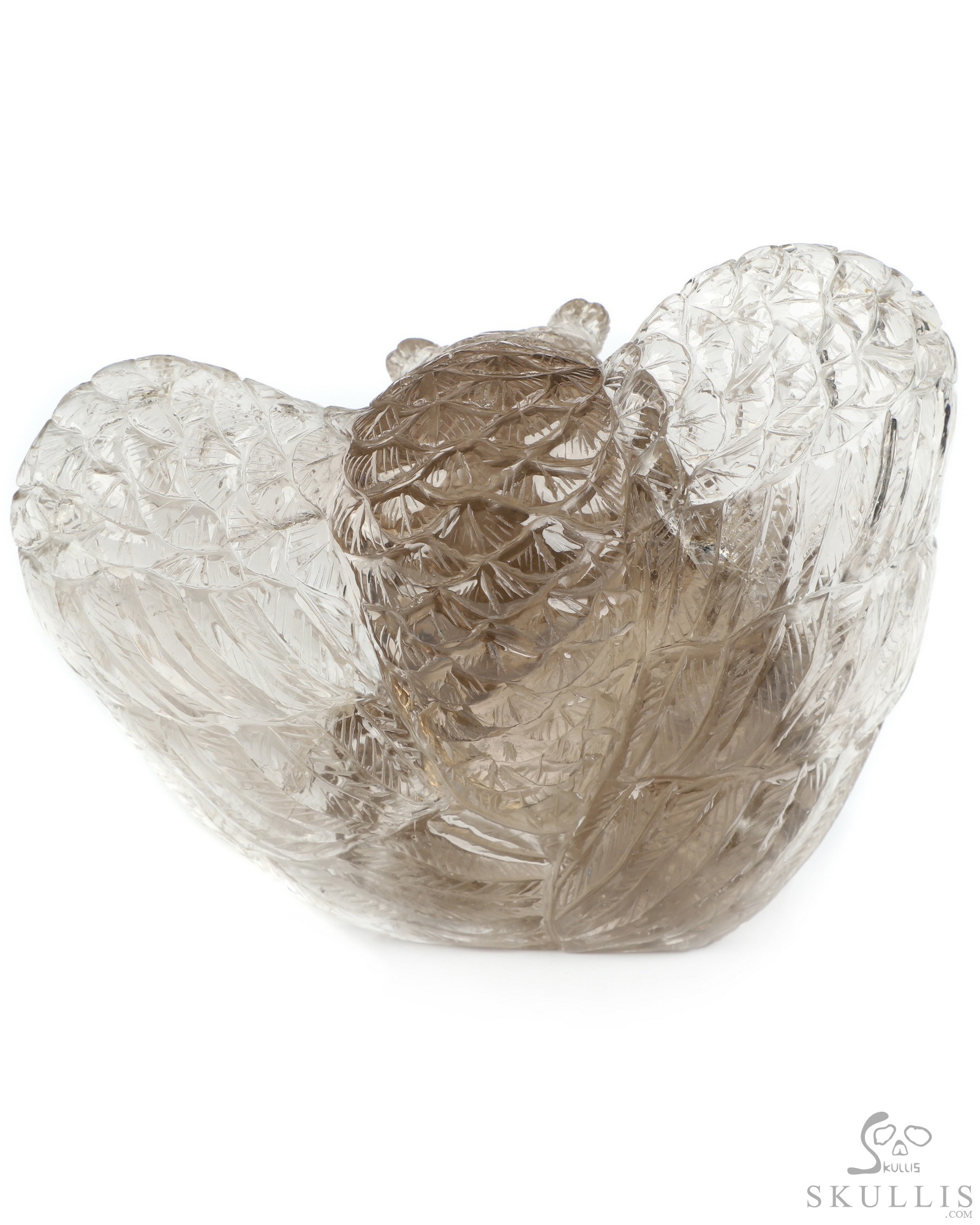 4.8" Smoky Quartz Rock Crystal Hand Carved Crystal Skull and Owl Sculpture, Crystal Healing 4.8" Smoky Quartz Rock Crystal Hand Carved Crystal Skull and Owl Sculpture, Crystal Healing