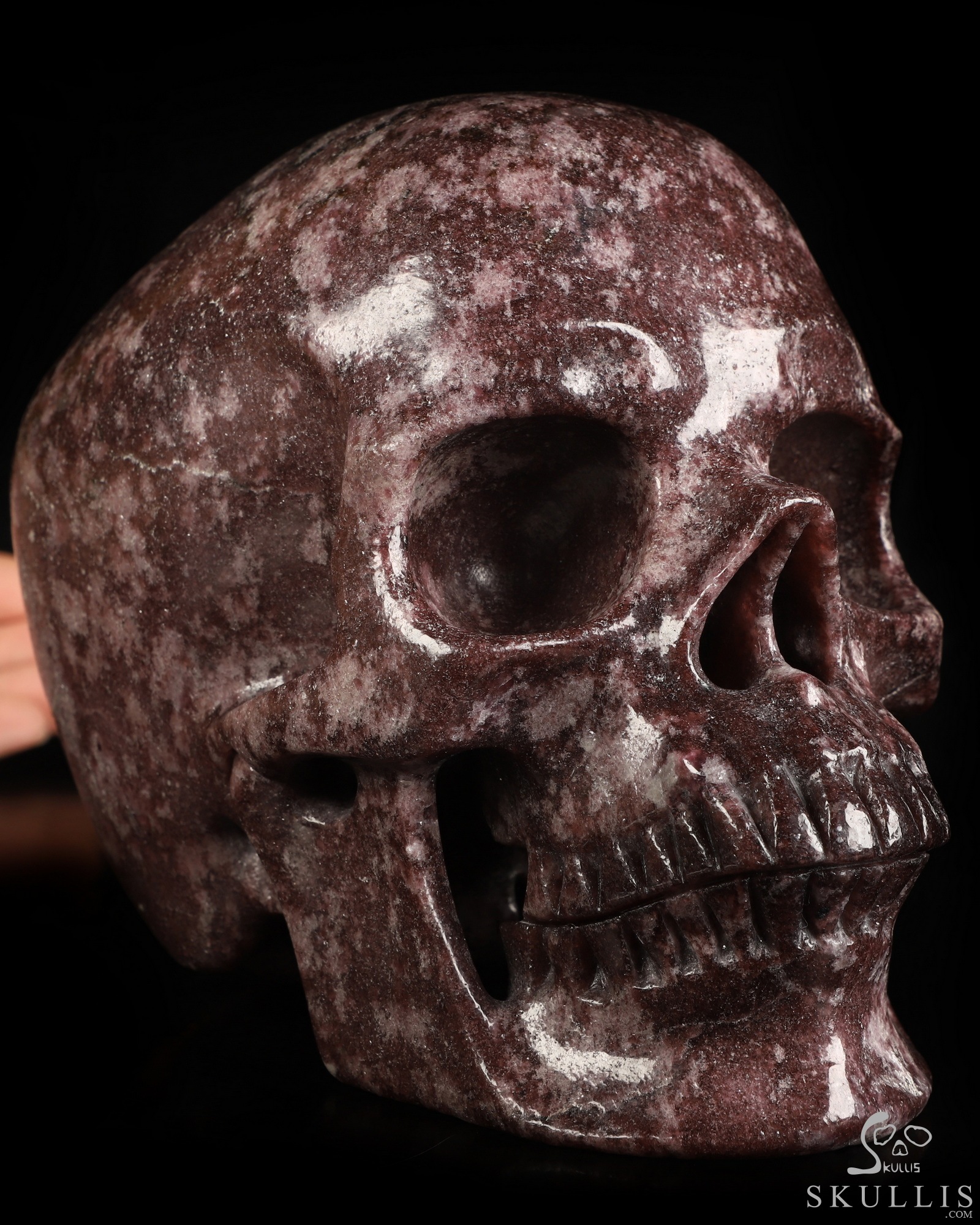 Lifesized 6.8" Lepidolite Hand Carved Crystal Skull, Super Realistic, Crystal Healing Lifesized 6.8" Lepidolite Hand Carved Crystal Skull, Super Realistic, Crystal Healing