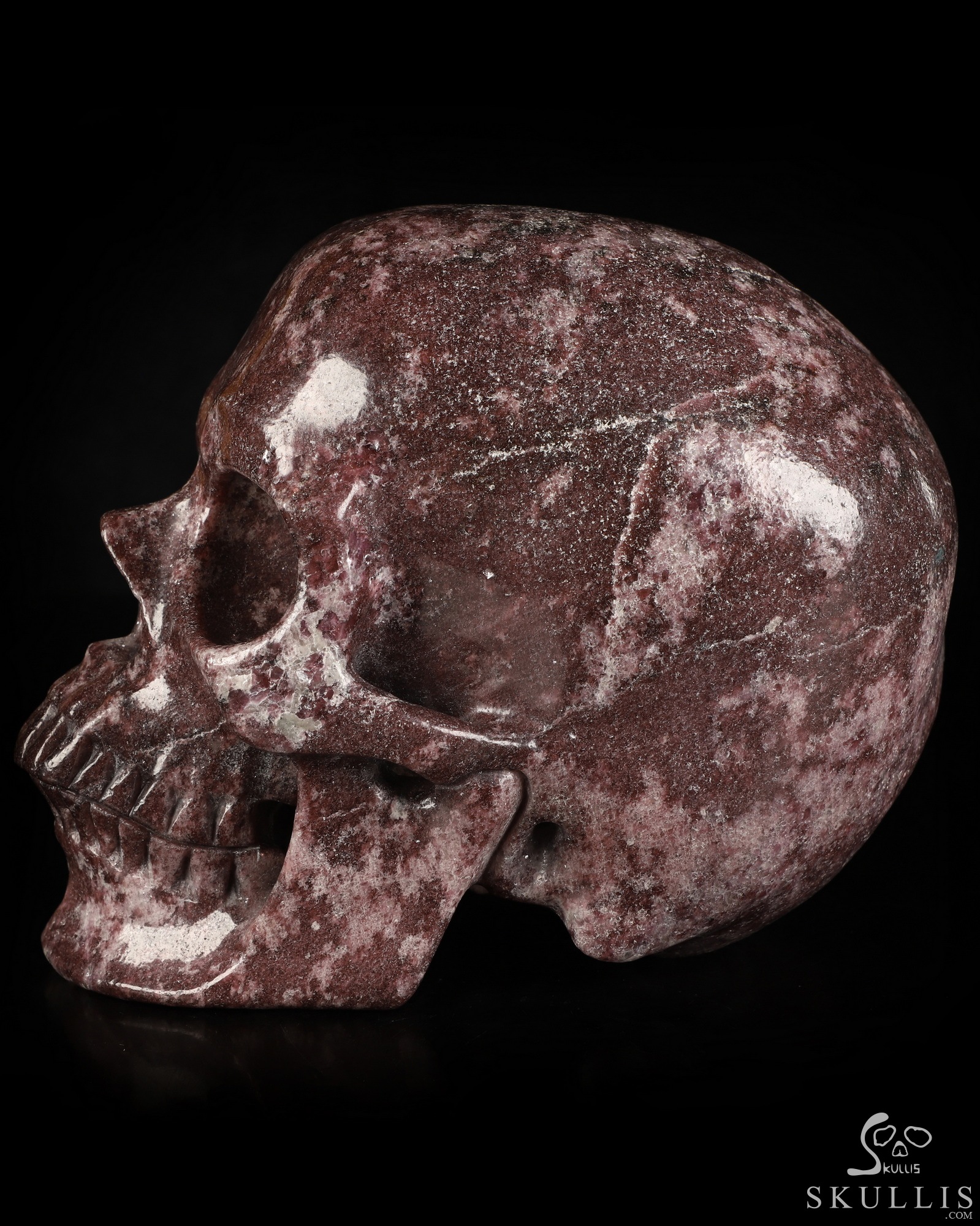 Lifesized 6.8" Lepidolite Hand Carved Crystal Skull, Super Realistic, Crystal Healing Lifesized 6.8" Lepidolite Hand Carved Crystal Skull, Super Realistic, Crystal Healing