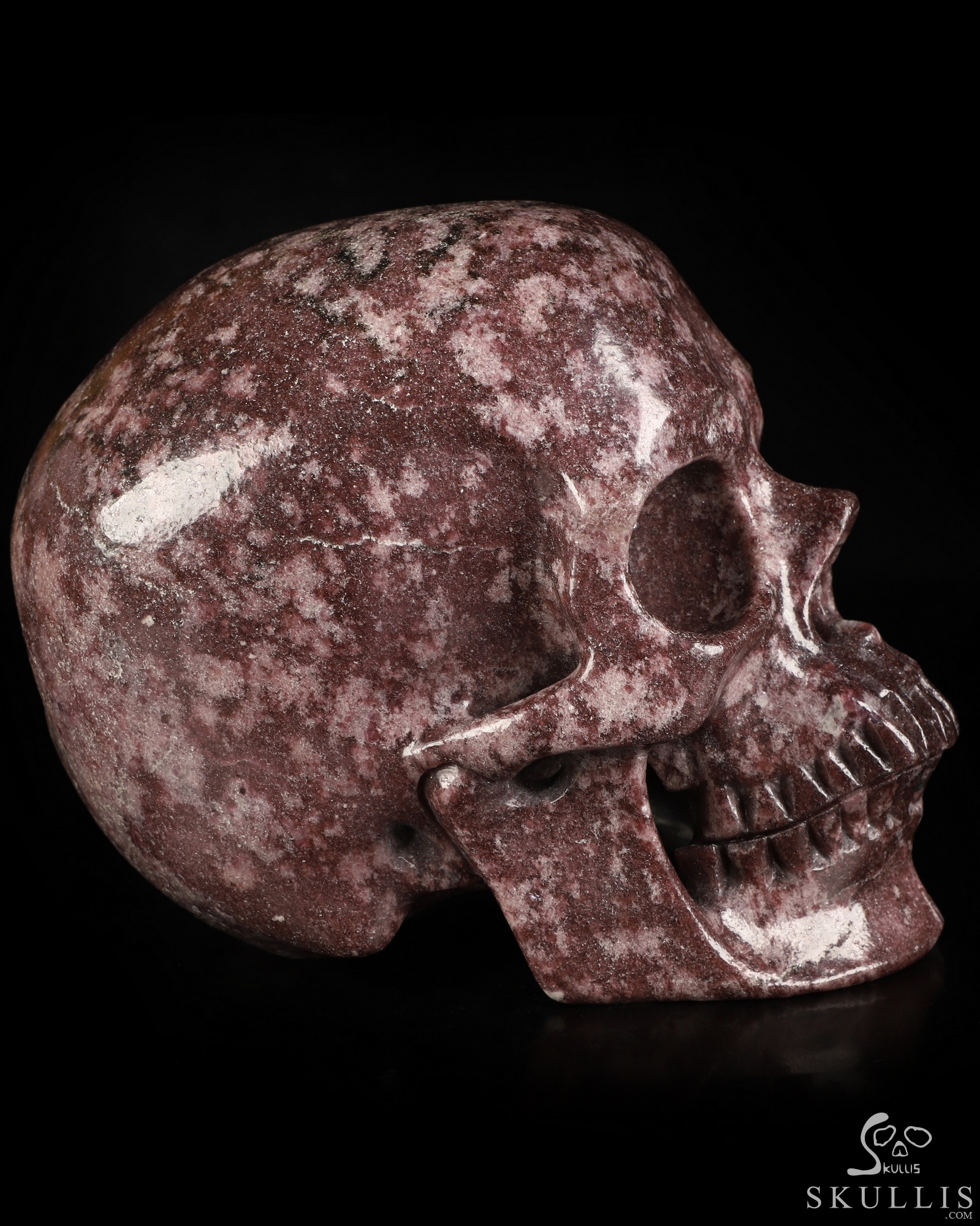 Lifesized 6.8" Lepidolite Hand Carved Crystal Skull, Super Realistic, Crystal Healing Lifesized 6.8" Lepidolite Hand Carved Crystal Skull, Super Realistic, Crystal Healing