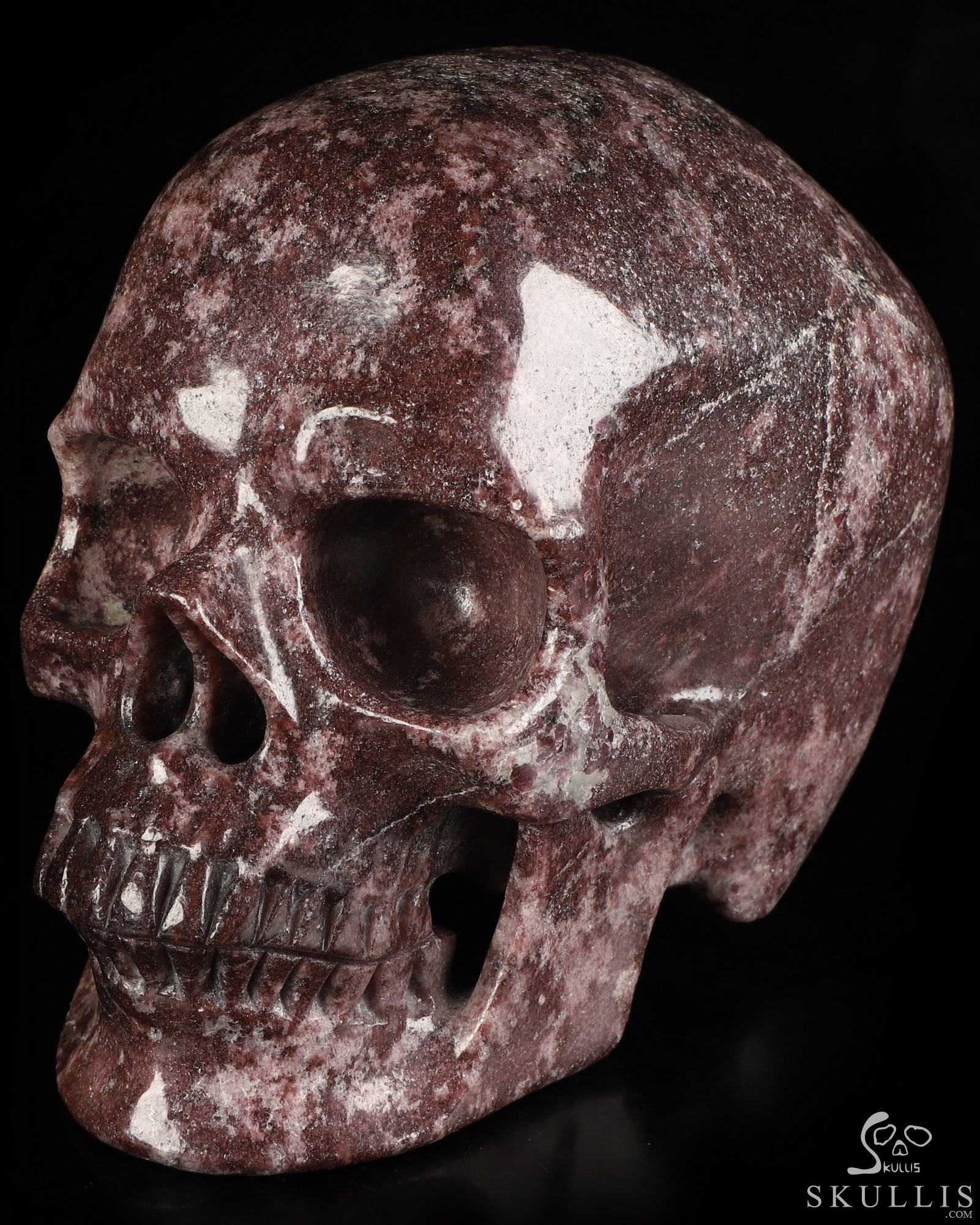 Lifesized 6.8" Lepidolite Hand Carved Crystal Skull, Super Realistic, Crystal Healing Lifesized 6.8" Lepidolite Hand Carved Crystal Skull, Super Realistic, Crystal Healing