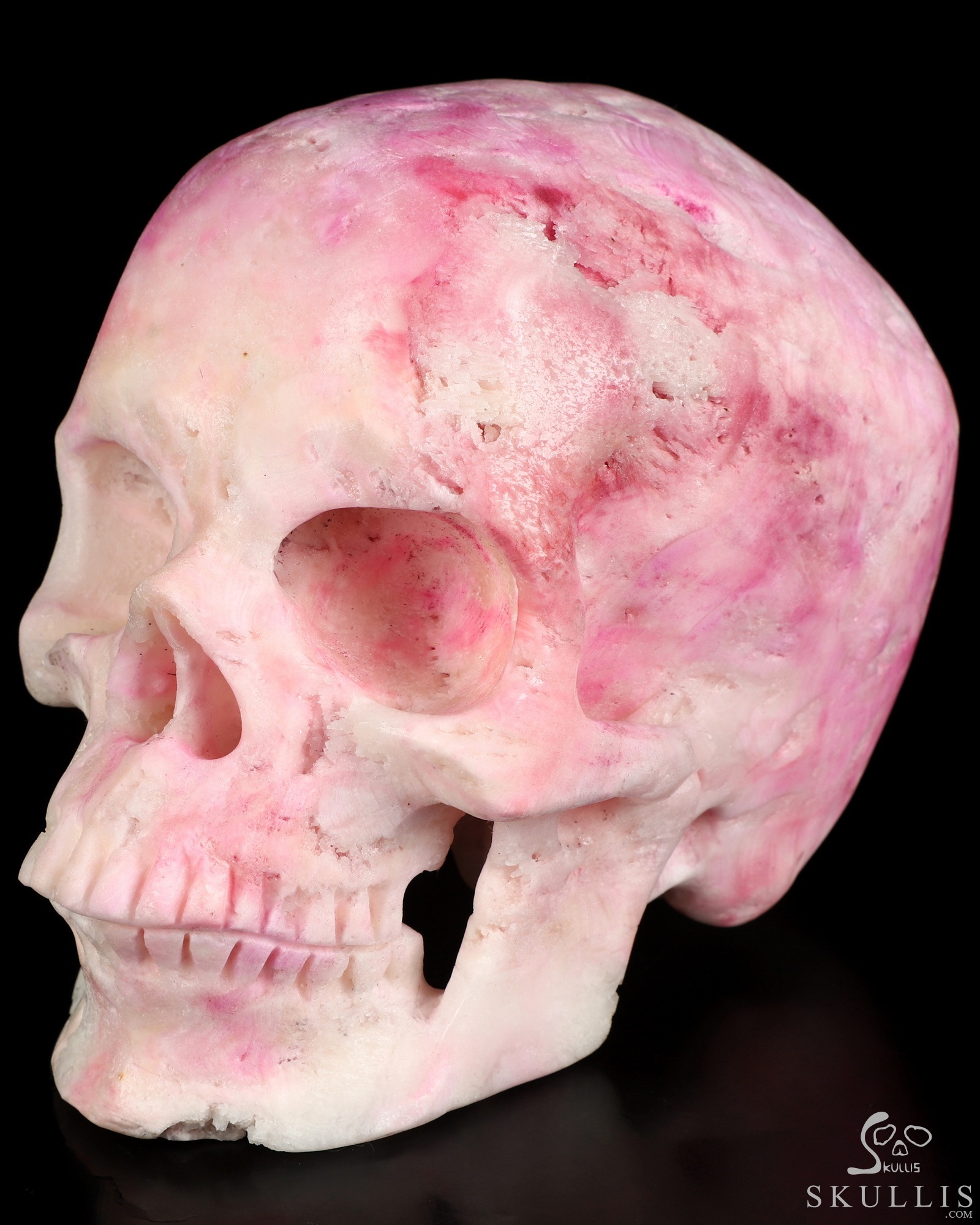 5.1" Pink Aragonite Hand Carved Crystal Skull, Super Realistic, Crystal Healing 5.1" Pink Aragonite Hand Carved Crystal Skull, Super Realistic, Crystal Healing