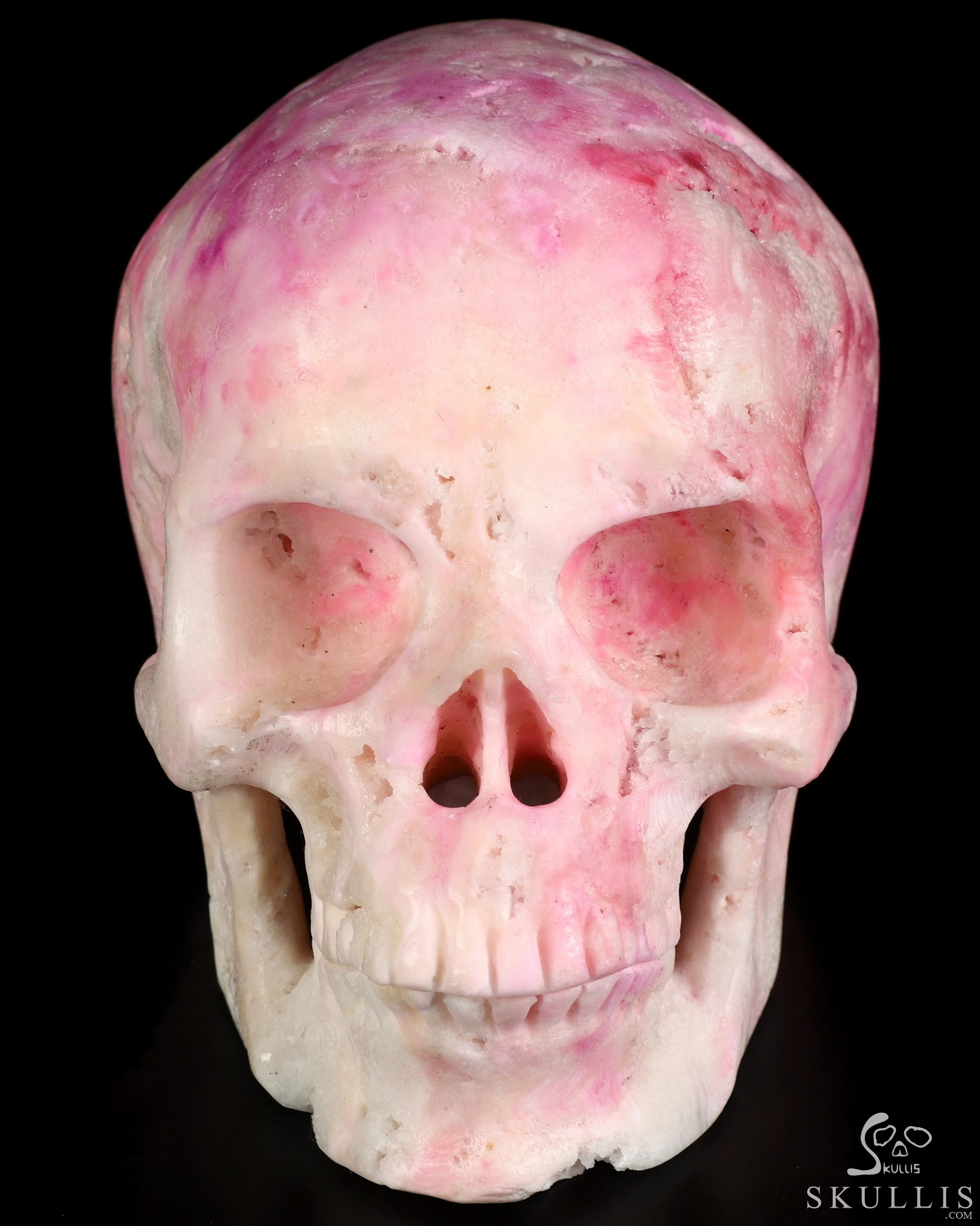 5.1" Pink Aragonite Hand Carved Crystal Skull, Super Realistic, Crystal Healing 5.1" Pink Aragonite Hand Carved Crystal Skull, Super Realistic, Crystal Healing