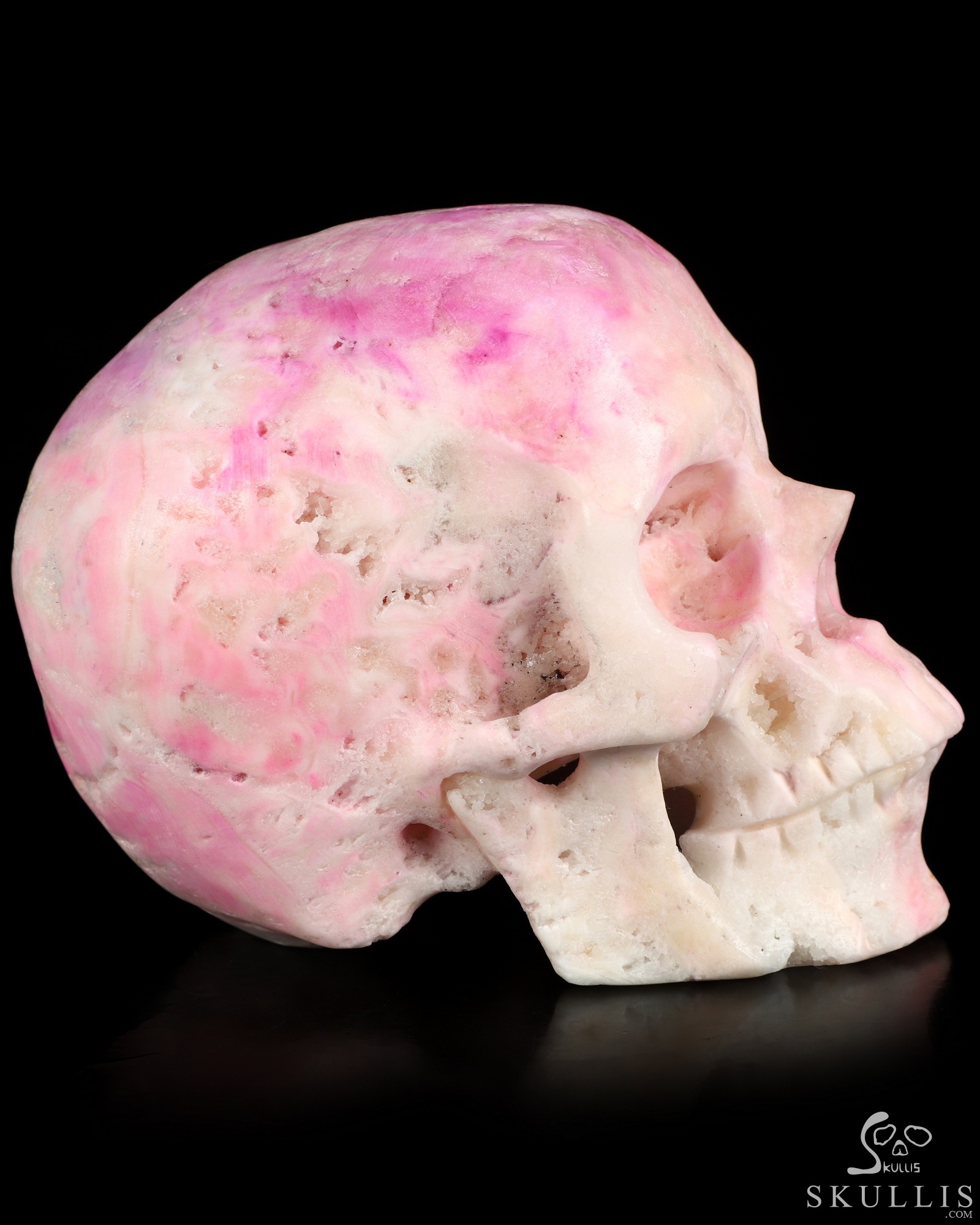5.1" Pink Aragonite Hand Carved Crystal Skull, Super Realistic, Crystal Healing 5.1" Pink Aragonite Hand Carved Crystal Skull, Super Realistic, Crystal Healing