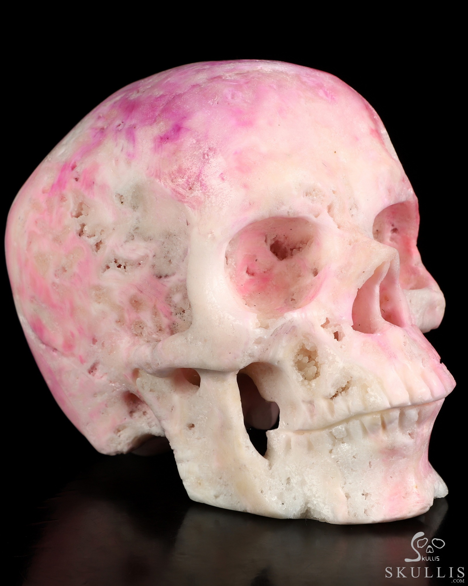 5.1" Pink Aragonite Hand Carved Crystal Skull, Super Realistic, Crystal Healing 5.1" Pink Aragonite Hand Carved Crystal Skull, Super Realistic, Crystal Healing