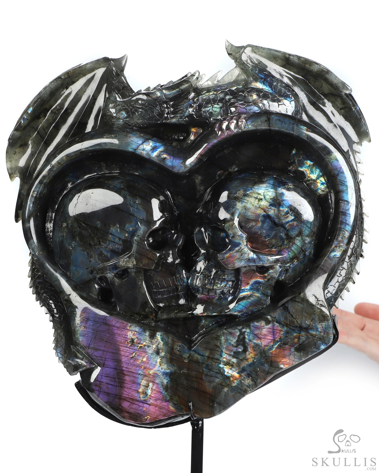 Sept 25, 2026 ACSAD (A Crystal Skull a Day) - The Shape of Us - 10.1" Labradorite Hand Carved Dragon & Crystal Skull Fine Art Sculpture, Crystal Healing Sept 25, 2026 ACSAD (A Crystal Skull a Day) - The Shape of Us - 10.1" Labradorite Hand Carved Dragon & Crystal Skull Fine Art Sculpture, Crystal Healing
