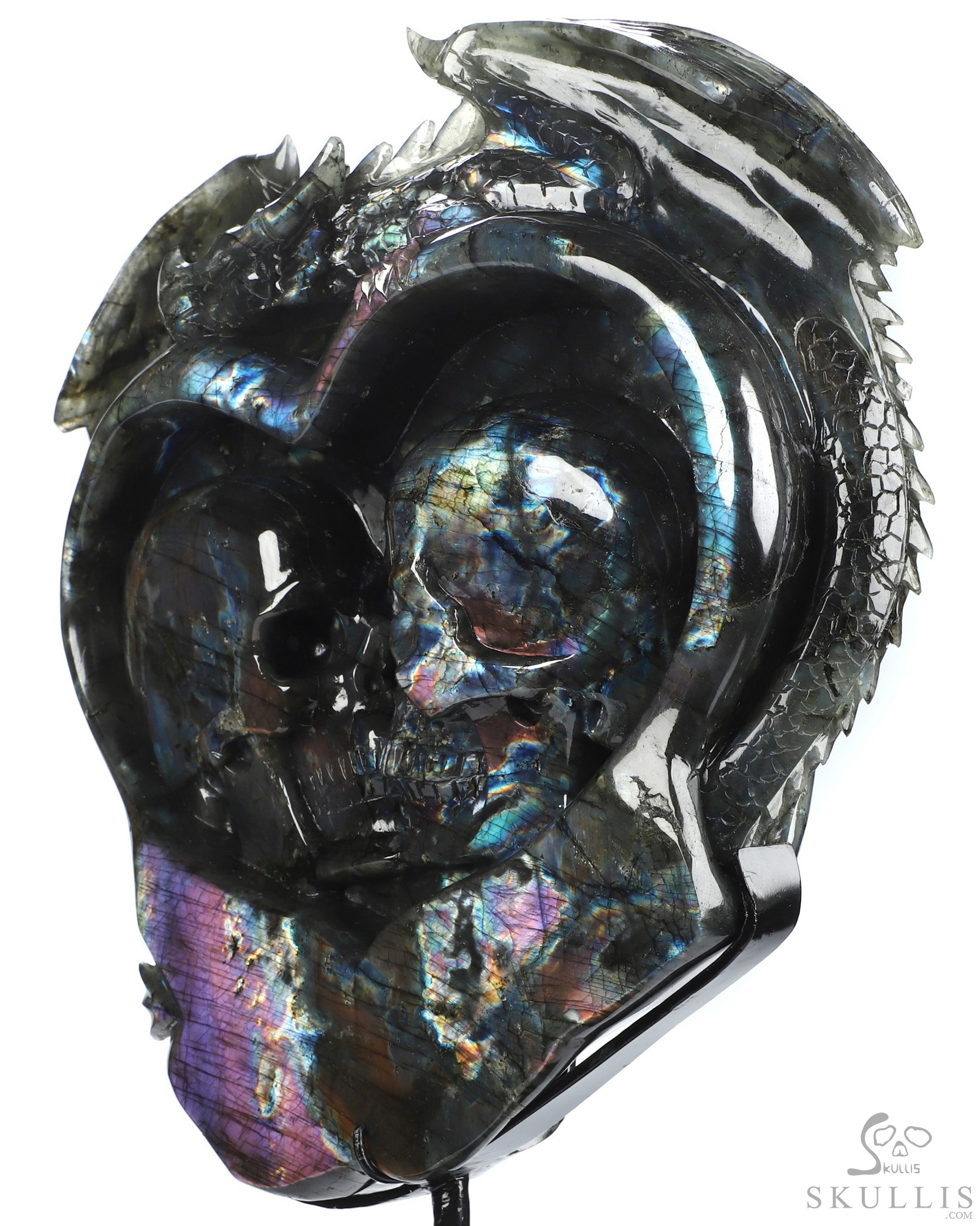 Sept 25, 2026 ACSAD (A Crystal Skull a Day) - The Shape of Us - 10.1" Labradorite Hand Carved Dragon & Crystal Skull Fine Art Sculpture, Crystal Healing Sept 25, 2026 ACSAD (A Crystal Skull a Day) - The Shape of Us - 10.1" Labradorite Hand Carved Dragon & Crystal Skull Fine Art Sculpture, Crystal Healing