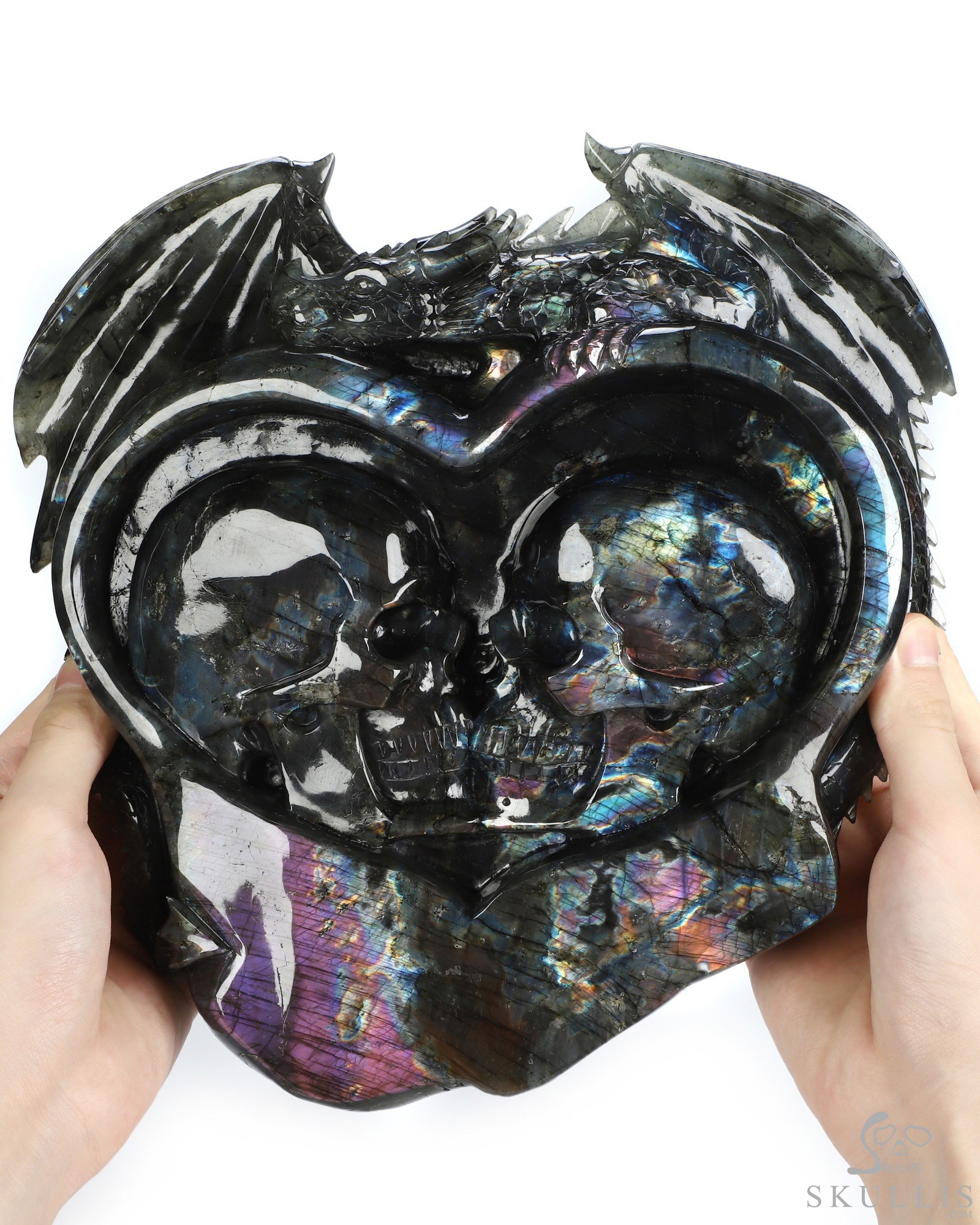 Sept 25, 2026 ACSAD (A Crystal Skull a Day) - The Shape of Us - 10.1" Labradorite Hand Carved Dragon & Crystal Skull Fine Art Sculpture, Crystal Healing Sept 25, 2026 ACSAD (A Crystal Skull a Day) - The Shape of Us - 10.1" Labradorite Hand Carved Dragon & Crystal Skull Fine Art Sculpture, Crystal Healing