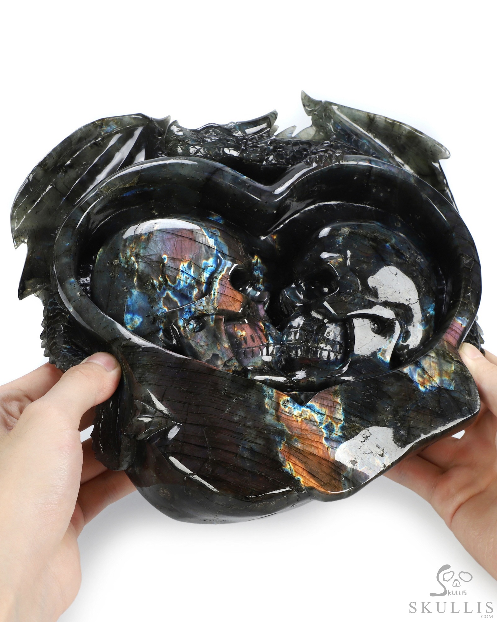 Sept 25, 2026 ACSAD (A Crystal Skull a Day) - The Shape of Us - 10.1" Labradorite Hand Carved Dragon & Crystal Skull Fine Art Sculpture, Crystal Healing Sept 25, 2026 ACSAD (A Crystal Skull a Day) - The Shape of Us - 10.1" Labradorite Hand Carved Dragon & Crystal Skull Fine Art Sculpture, Crystal Healing