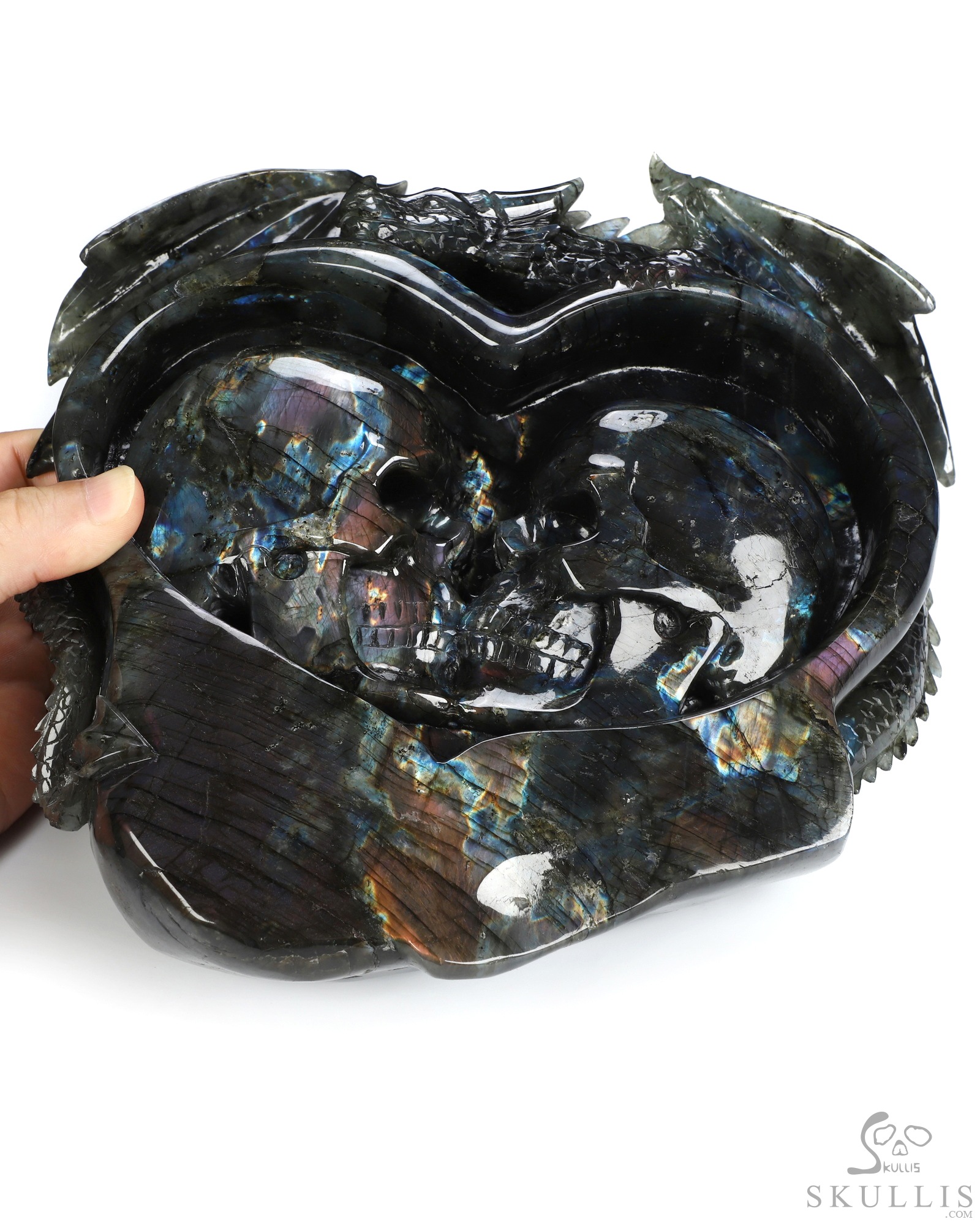 Sept 25, 2026 ACSAD (A Crystal Skull a Day) - The Shape of Us - 10.1" Labradorite Hand Carved Dragon & Crystal Skull Fine Art Sculpture, Crystal Healing Sept 25, 2026 ACSAD (A Crystal Skull a Day) - The Shape of Us - 10.1" Labradorite Hand Carved Dragon & Crystal Skull Fine Art Sculpture, Crystal Healing