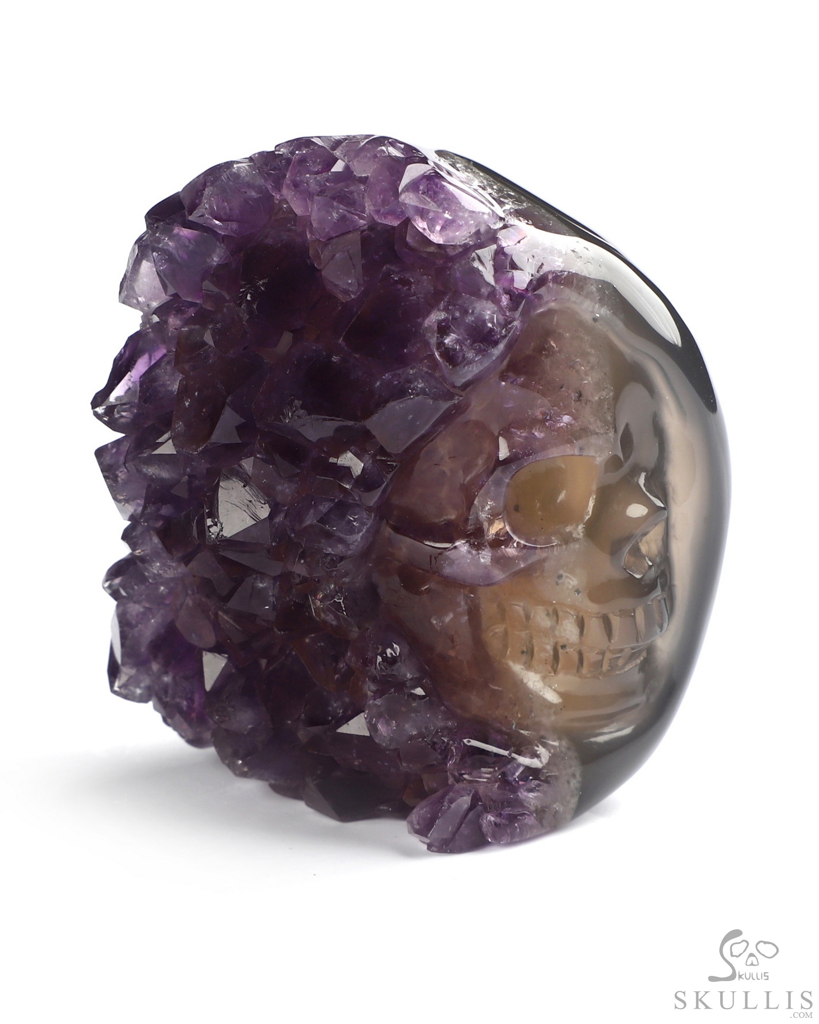 1.8" Agate Amethyst Druse Hand Carved Crystal Skull Fine Art Sculpture, Crystal Healing 1.8" Agate Amethyst Druse Hand Carved Crystal Skull Fine Art Sculpture, Crystal Healing