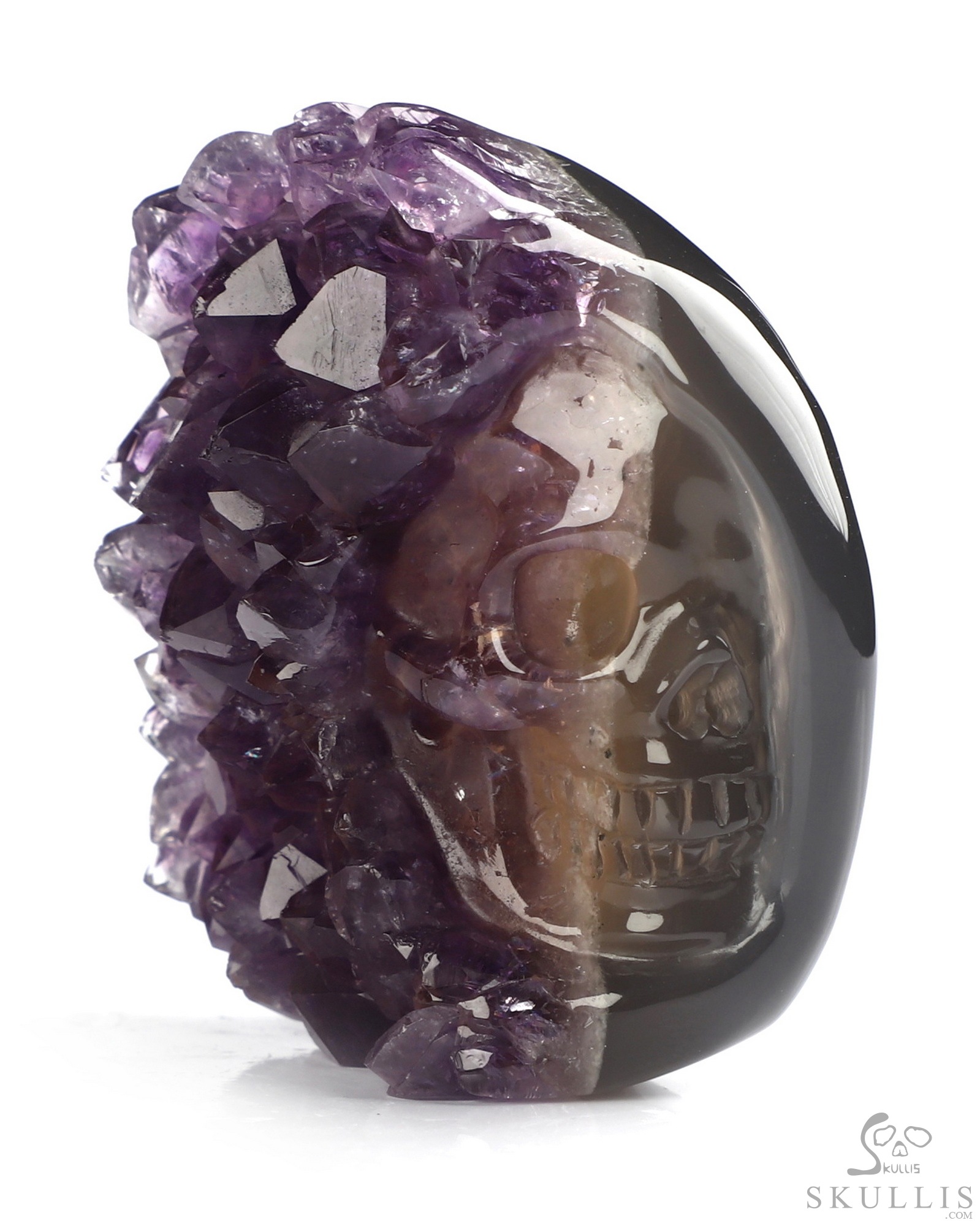1.8" Agate Amethyst Druse Hand Carved Crystal Skull Fine Art Sculpture, Crystal Healing 1.8" Agate Amethyst Druse Hand Carved Crystal Skull Fine Art Sculpture, Crystal Healing