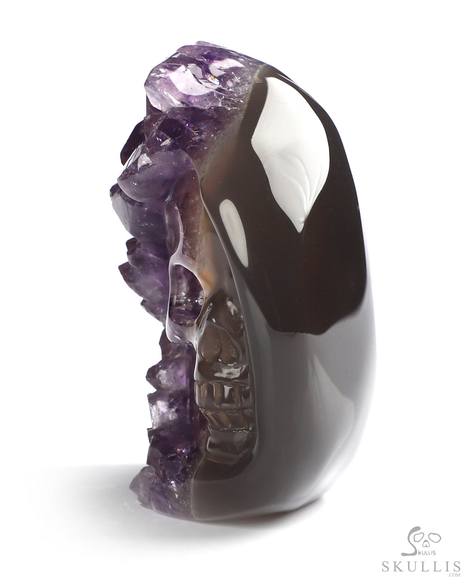 1.8" Agate Amethyst Druse Hand Carved Crystal Skull Fine Art Sculpture, Crystal Healing 1.8" Agate Amethyst Druse Hand Carved Crystal Skull Fine Art Sculpture, Crystal Healing