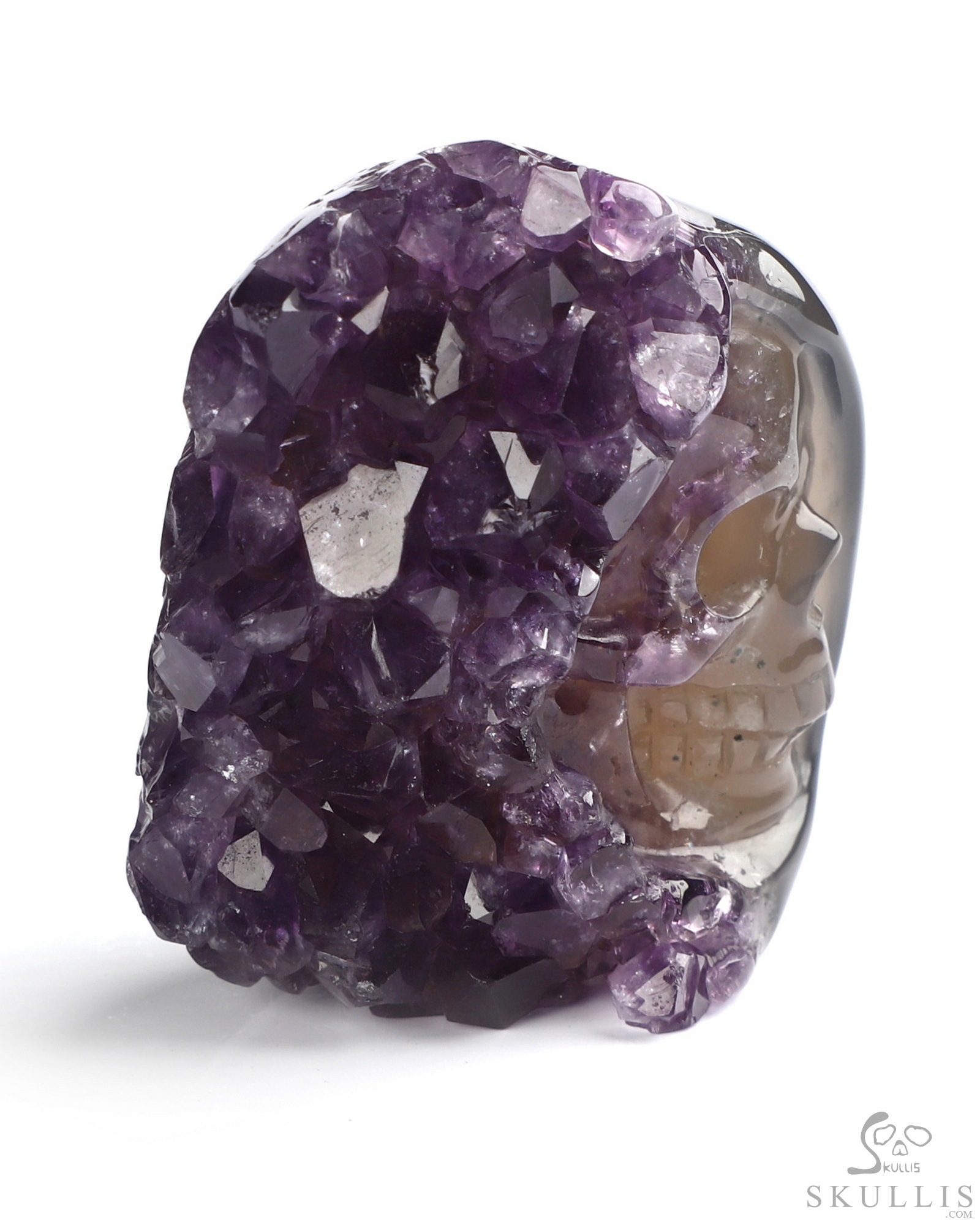 1.8" Agate Amethyst Druse Hand Carved Crystal Skull Fine Art Sculpture, Crystal Healing 1.8" Agate Amethyst Druse Hand Carved Crystal Skull Fine Art Sculpture, Crystal Healing