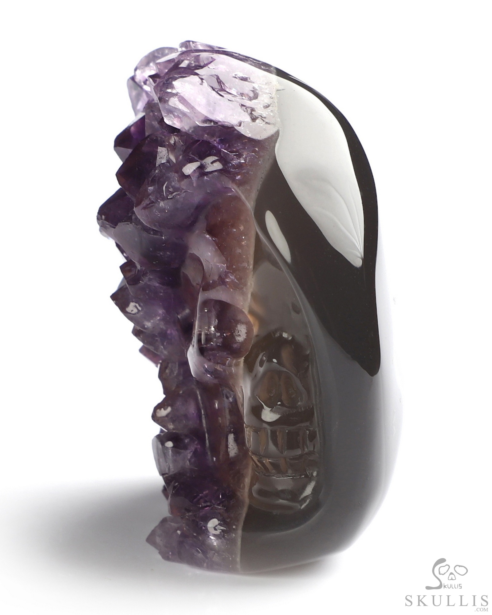 1.8" Agate Amethyst Druse Hand Carved Crystal Skull Fine Art Sculpture, Crystal Healing 1.8" Agate Amethyst Druse Hand Carved Crystal Skull Fine Art Sculpture, Crystal Healing