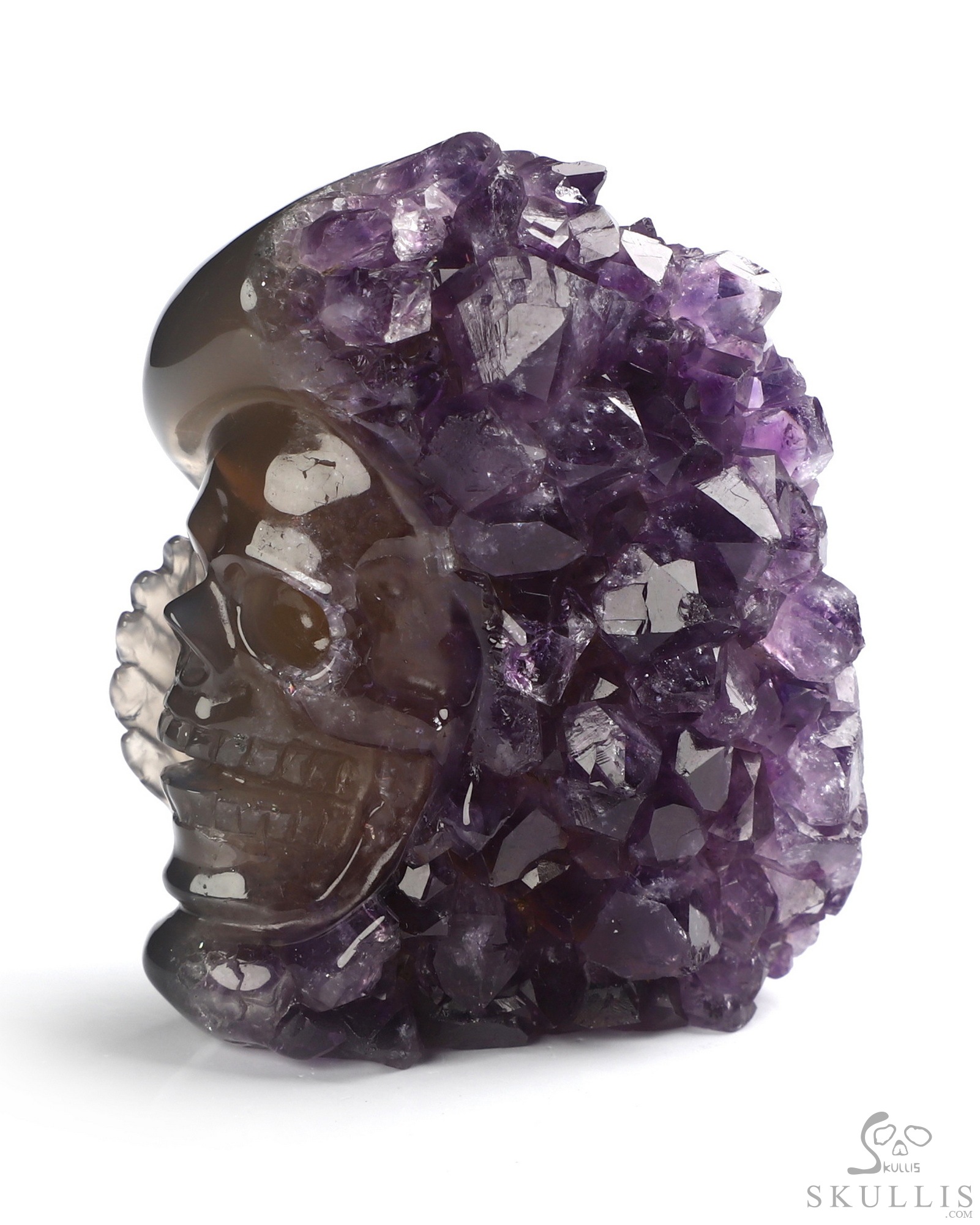 2.0" Agate Amethyst Druse Hand Carved Crystal Skull Fine Art Sculpture, Crystal Healing 2.0" Agate Amethyst Druse Hand Carved Crystal Skull Fine Art Sculpture, Crystal Healing