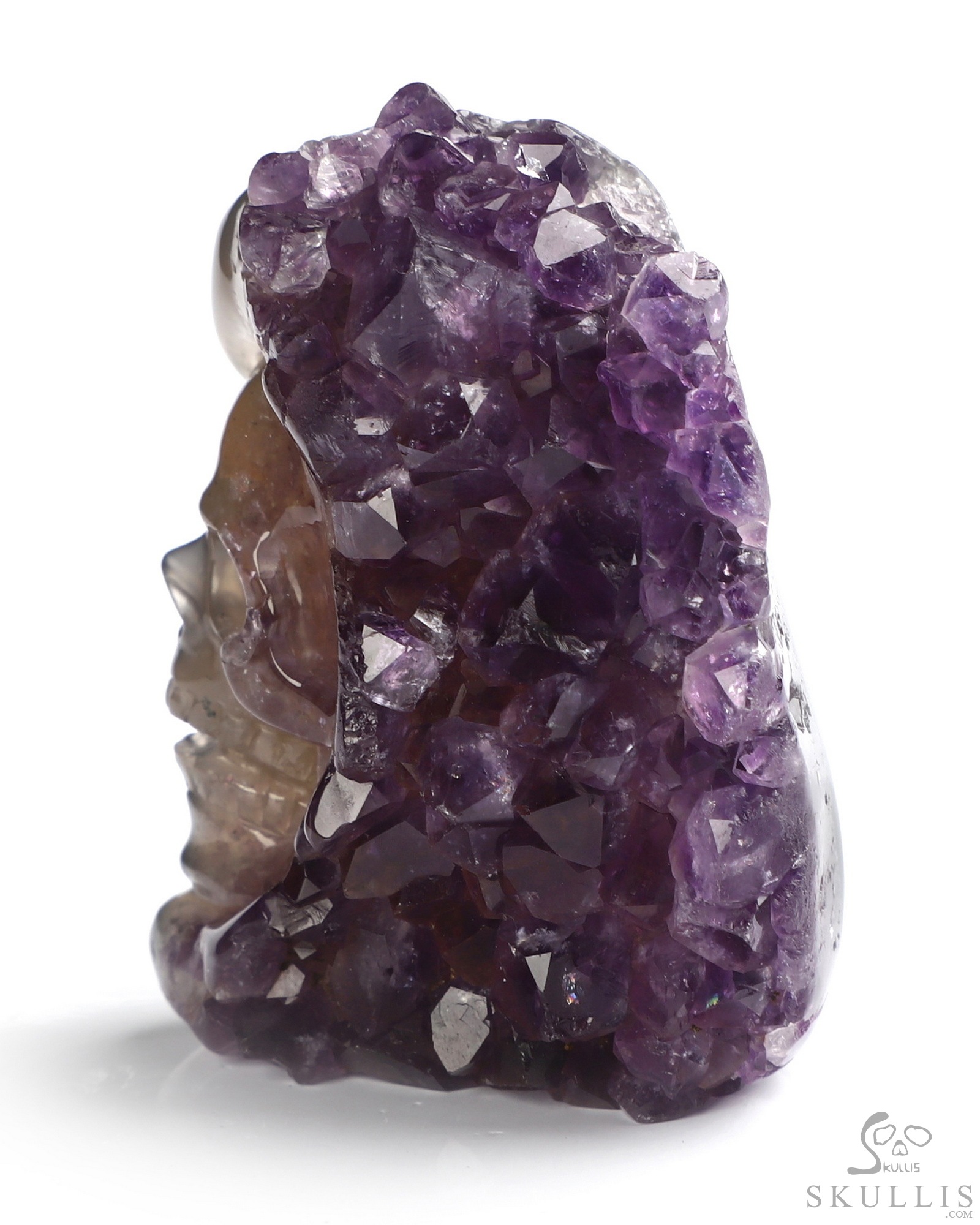 2.0" Agate Amethyst Druse Hand Carved Crystal Skull Fine Art Sculpture, Crystal Healing 2.0" Agate Amethyst Druse Hand Carved Crystal Skull Fine Art Sculpture, Crystal Healing
