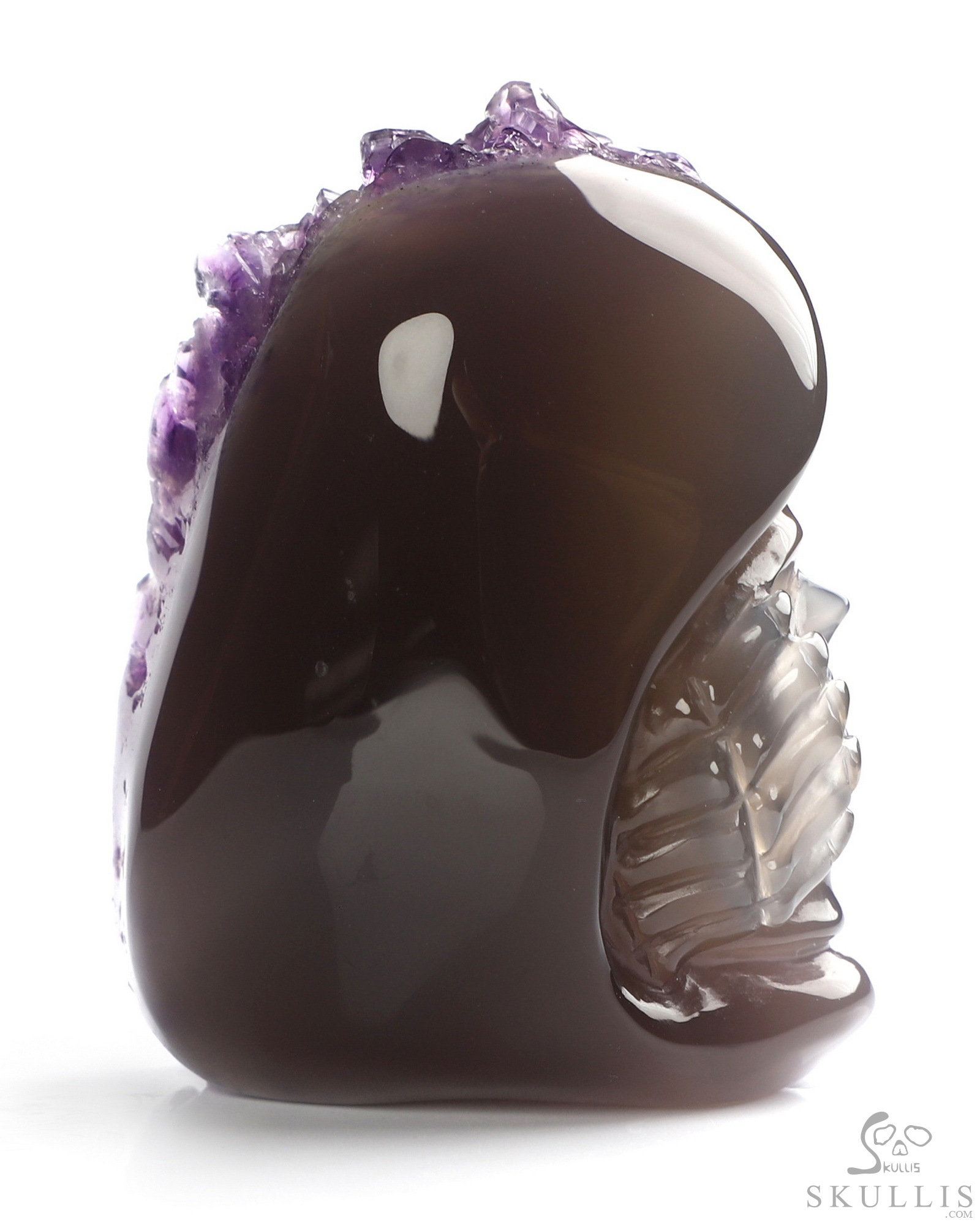 2.0" Agate Amethyst Druse Hand Carved Crystal Skull Fine Art Sculpture, Crystal Healing 2.0" Agate Amethyst Druse Hand Carved Crystal Skull Fine Art Sculpture, Crystal Healing