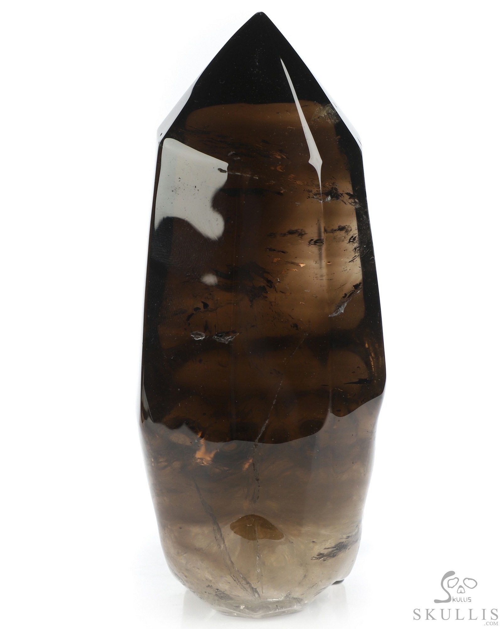 4.6" Smoky Quartz Rock Crystal Hand Carved Crystal Skull Wand/Point Sculpture, Crystal Healing 4.6" Smoky Quartz Rock Crystal Hand Carved Crystal Skull Wand/Point Sculpture, Crystal Healing