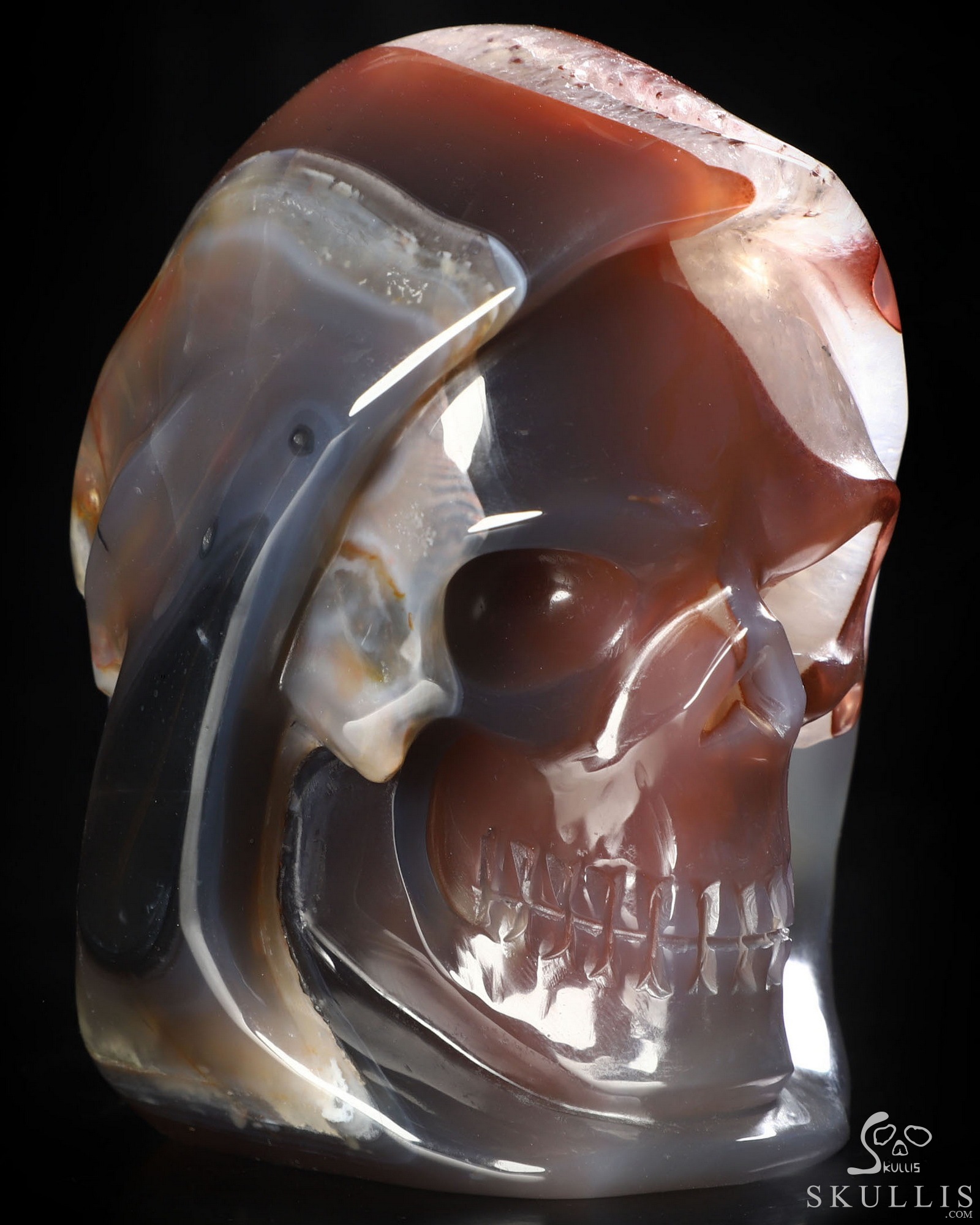 3.7" Premium Brazilian Agate Hand Carved Death Crystal Skull Sculpture, Crystal Healing 3.7" Premium Brazilian Agate Hand Carved Death Crystal Skull Sculpture, Crystal Healing