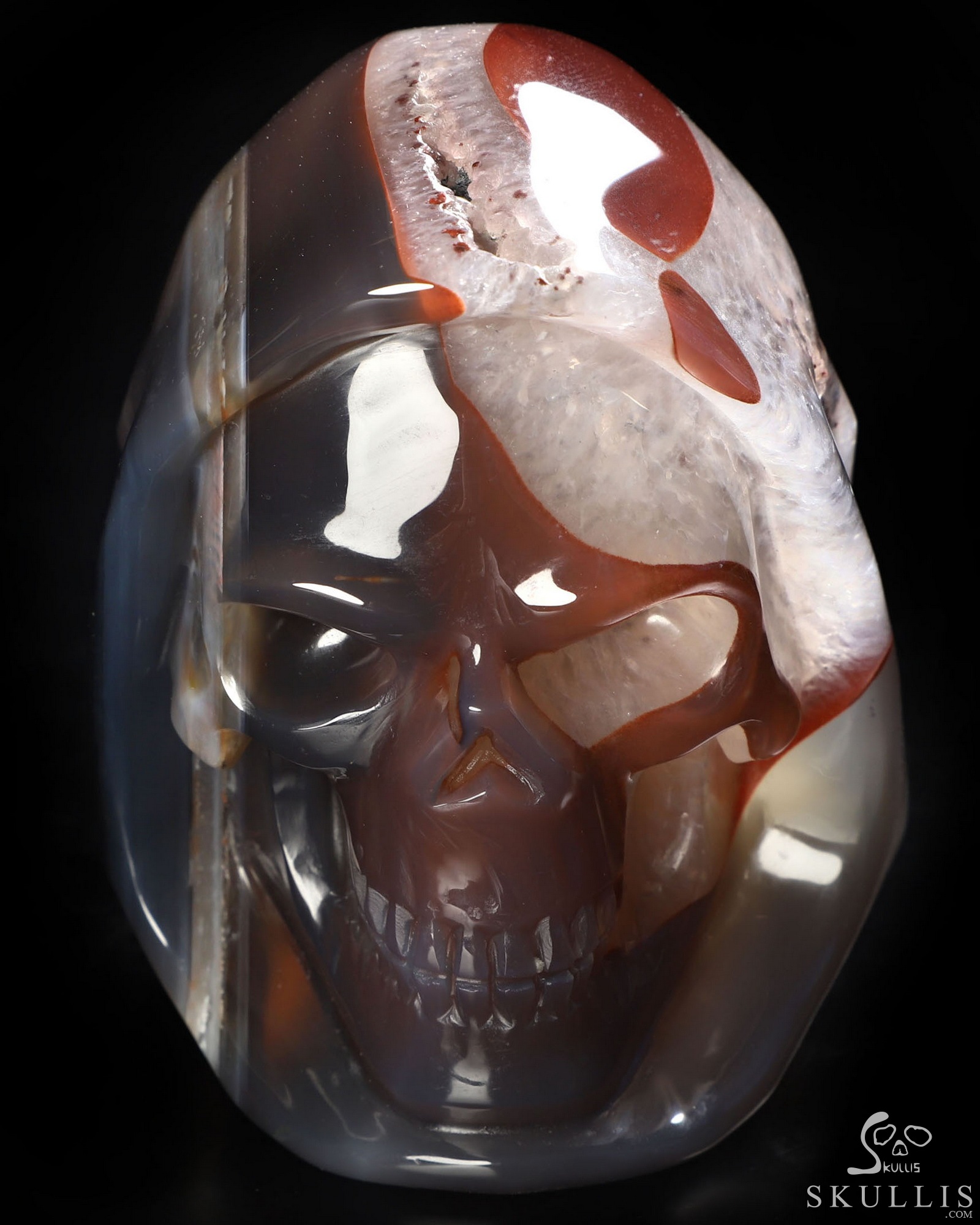 3.7" Premium Brazilian Agate Hand Carved Death Crystal Skull Sculpture, Crystal Healing 3.7" Premium Brazilian Agate Hand Carved Death Crystal Skull Sculpture, Crystal Healing