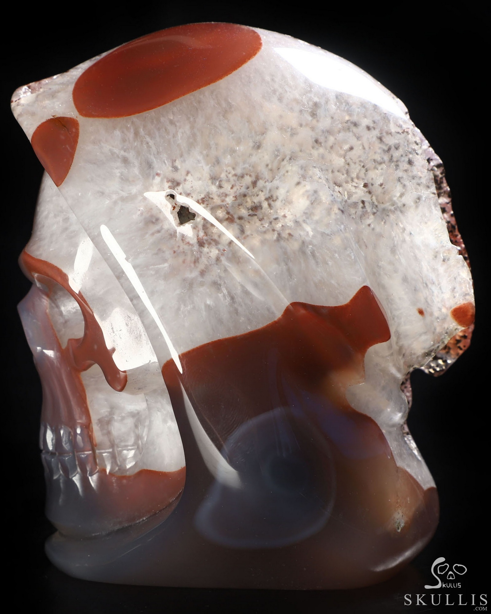 3.7" Premium Brazilian Agate Hand Carved Death Crystal Skull Sculpture, Crystal Healing 3.7" Premium Brazilian Agate Hand Carved Death Crystal Skull Sculpture, Crystal Healing