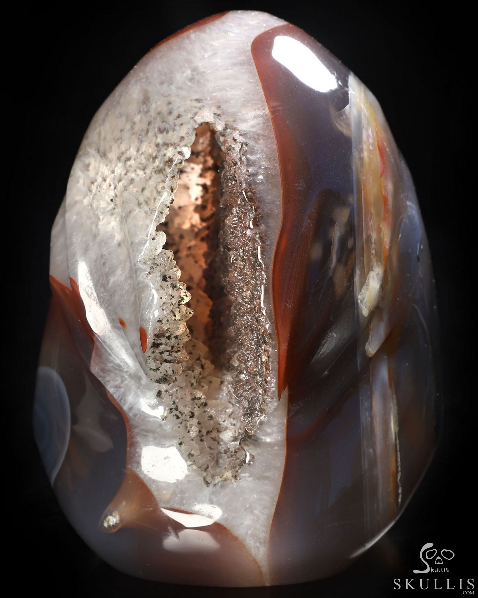 3.7" Premium Brazilian Agate Hand Carved Death Crystal Skull Sculpture, Crystal Healing 3.7" Premium Brazilian Agate Hand Carved Death Crystal Skull Sculpture, Crystal Healing