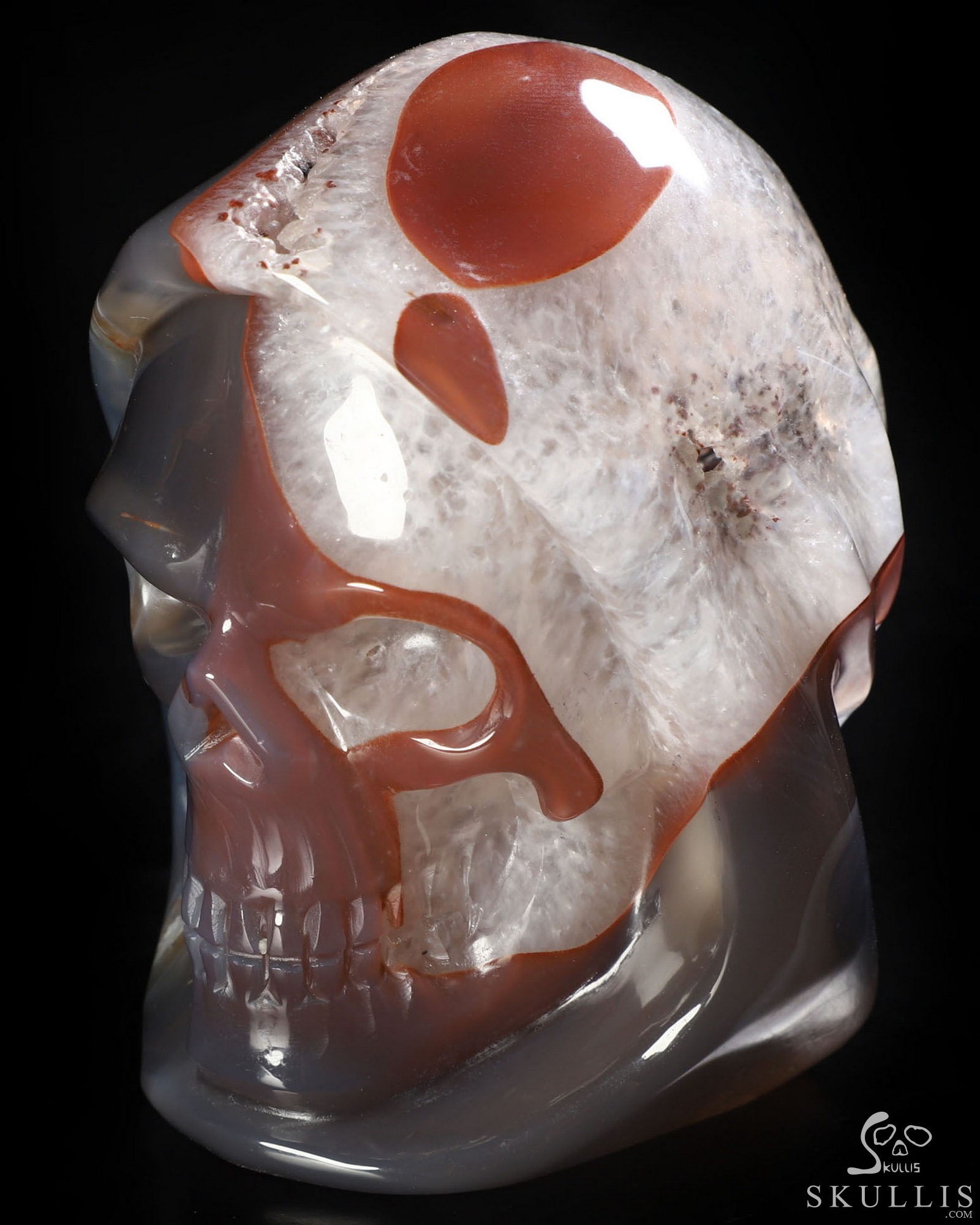 3.7" Premium Brazilian Agate Hand Carved Death Crystal Skull Sculpture, Crystal Healing 3.7" Premium Brazilian Agate Hand Carved Death Crystal Skull Sculpture, Crystal Healing