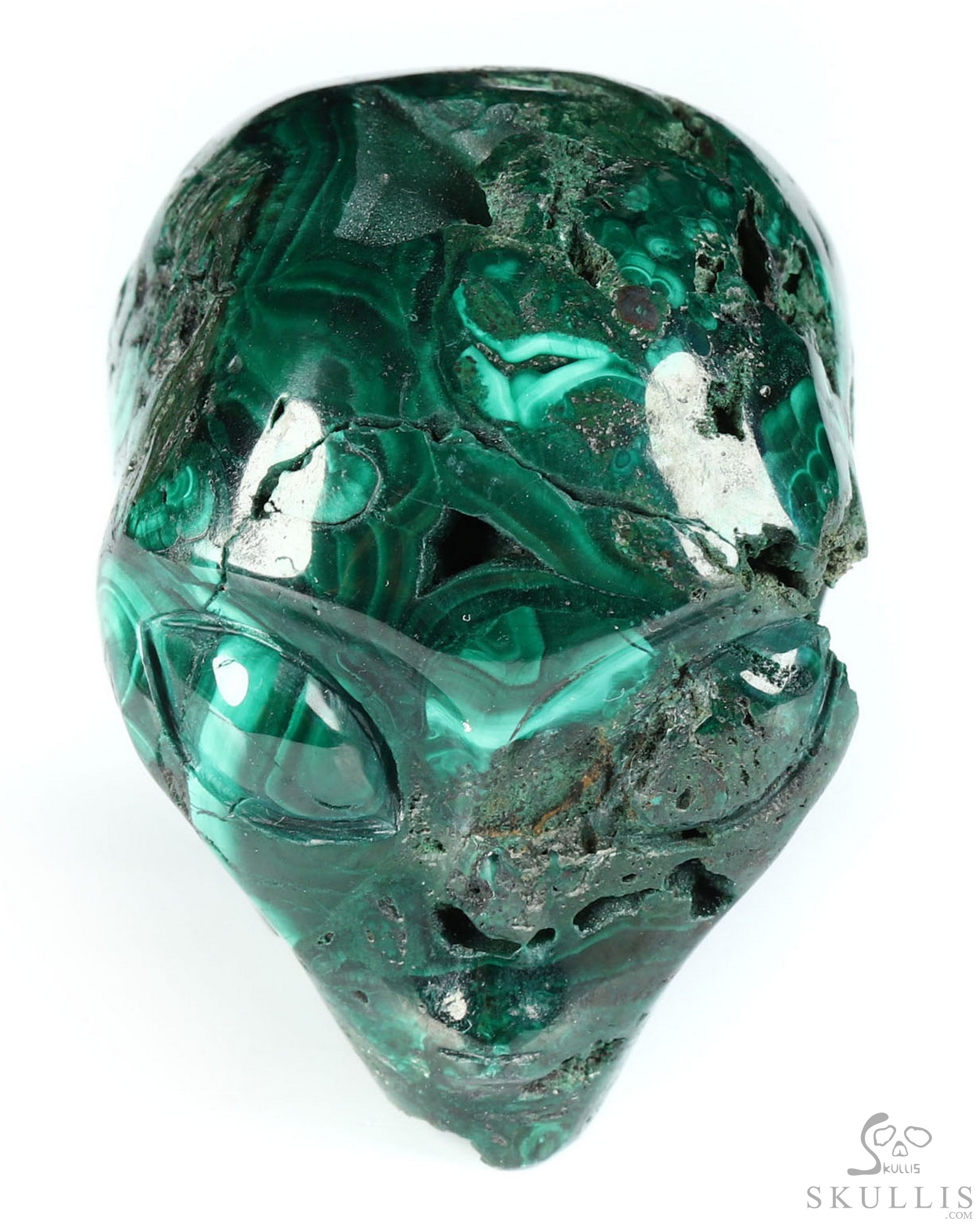 Gemstone 1.9" Malachite Star Being Female Alien Crystal Skull Companion, Hand Carved Gemstone Fine Art Sculpture, Reiki Healing Stone Statue Gemstone 1.9" Malachite Star Being Female Alien Crystal Skull Companion, Hand Carved Gemstone Fine Art Sculpture, Reiki Healing Stone Statue