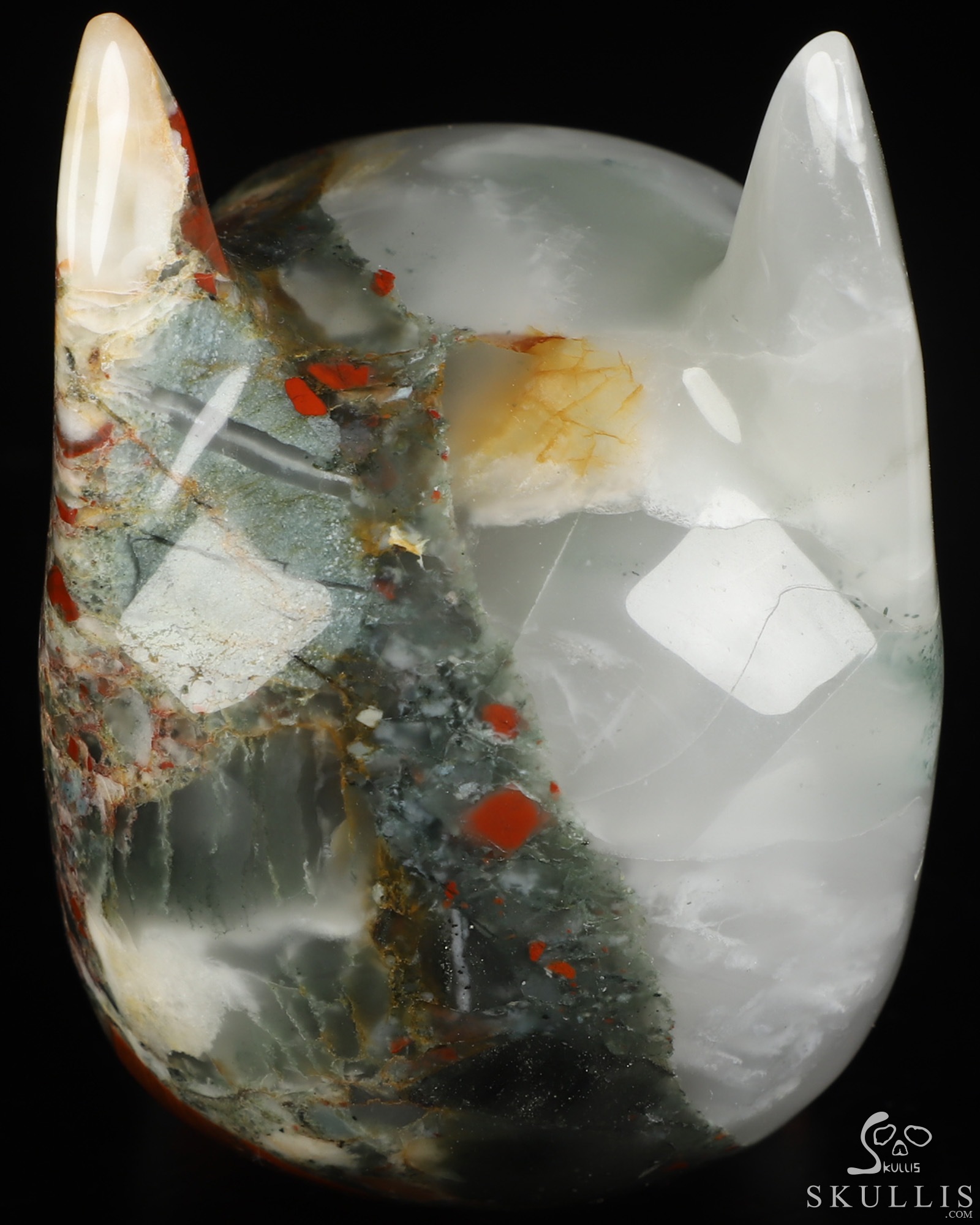 3.5" African Bloodstone Hand Carved Batman Crystal Skull Fine Art Sculpture, Crystal Healing 3.5" African Bloodstone Hand Carved Batman Crystal Skull Fine Art Sculpture, Crystal Healing