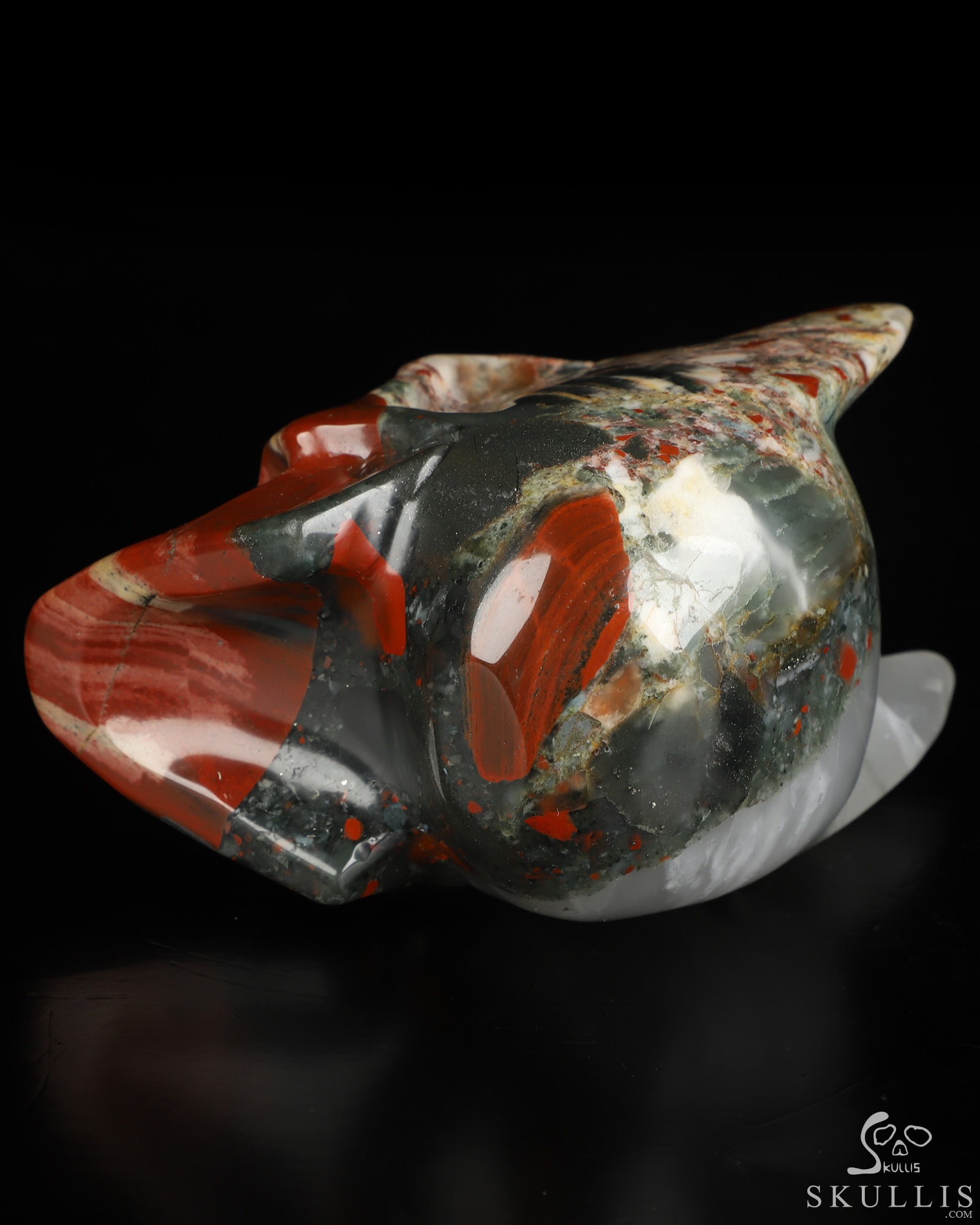 3.5" African Bloodstone Hand Carved Batman Crystal Skull Fine Art Sculpture, Crystal Healing 3.5" African Bloodstone Hand Carved Batman Crystal Skull Fine Art Sculpture, Crystal Healing