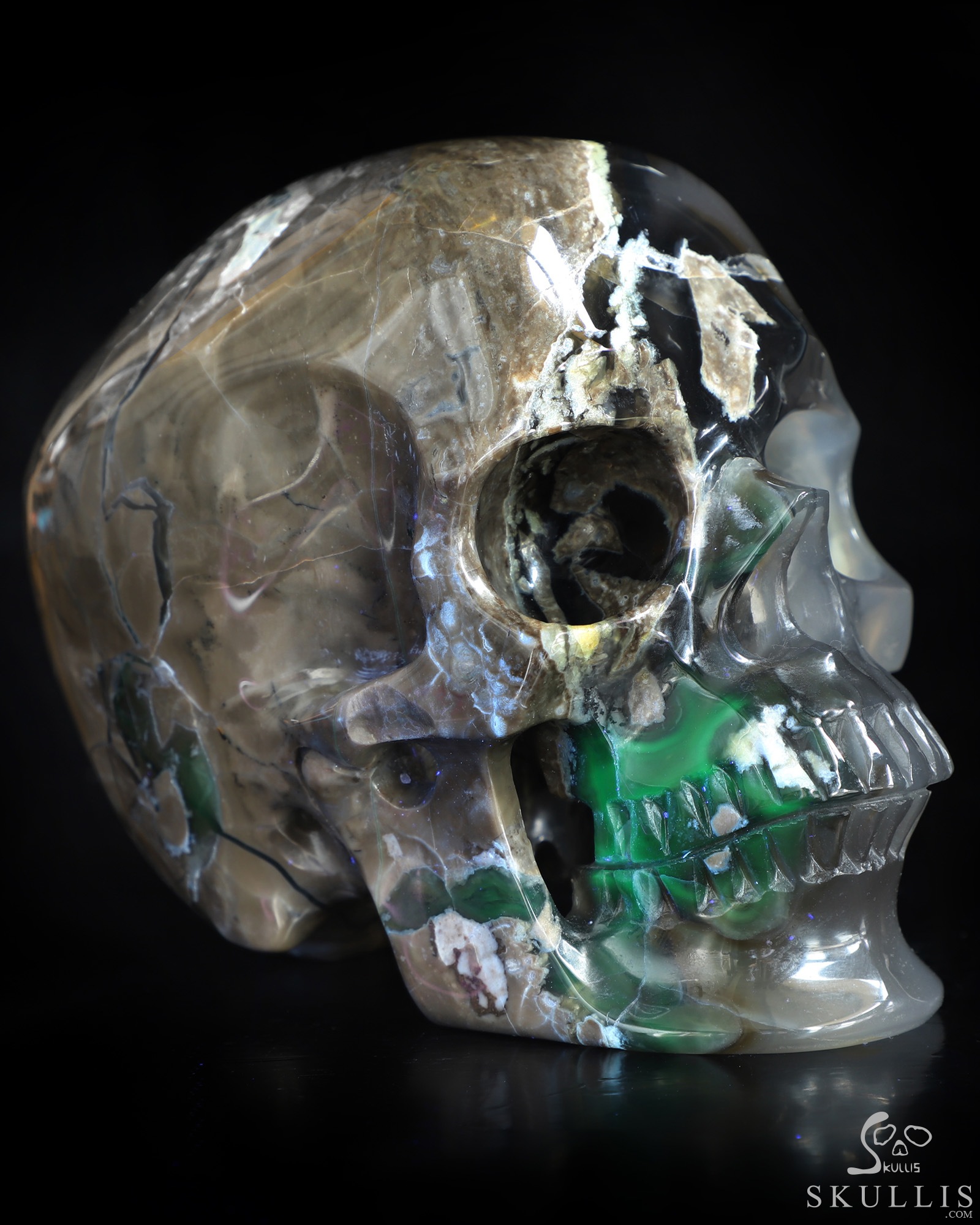 5.0" Volcano Agate Hand Carved Crystal Skull, Super Realistic, Crystal Healing 5.0" Volcano Agate Hand Carved Crystal Skull, Super Realistic, Crystal Healing