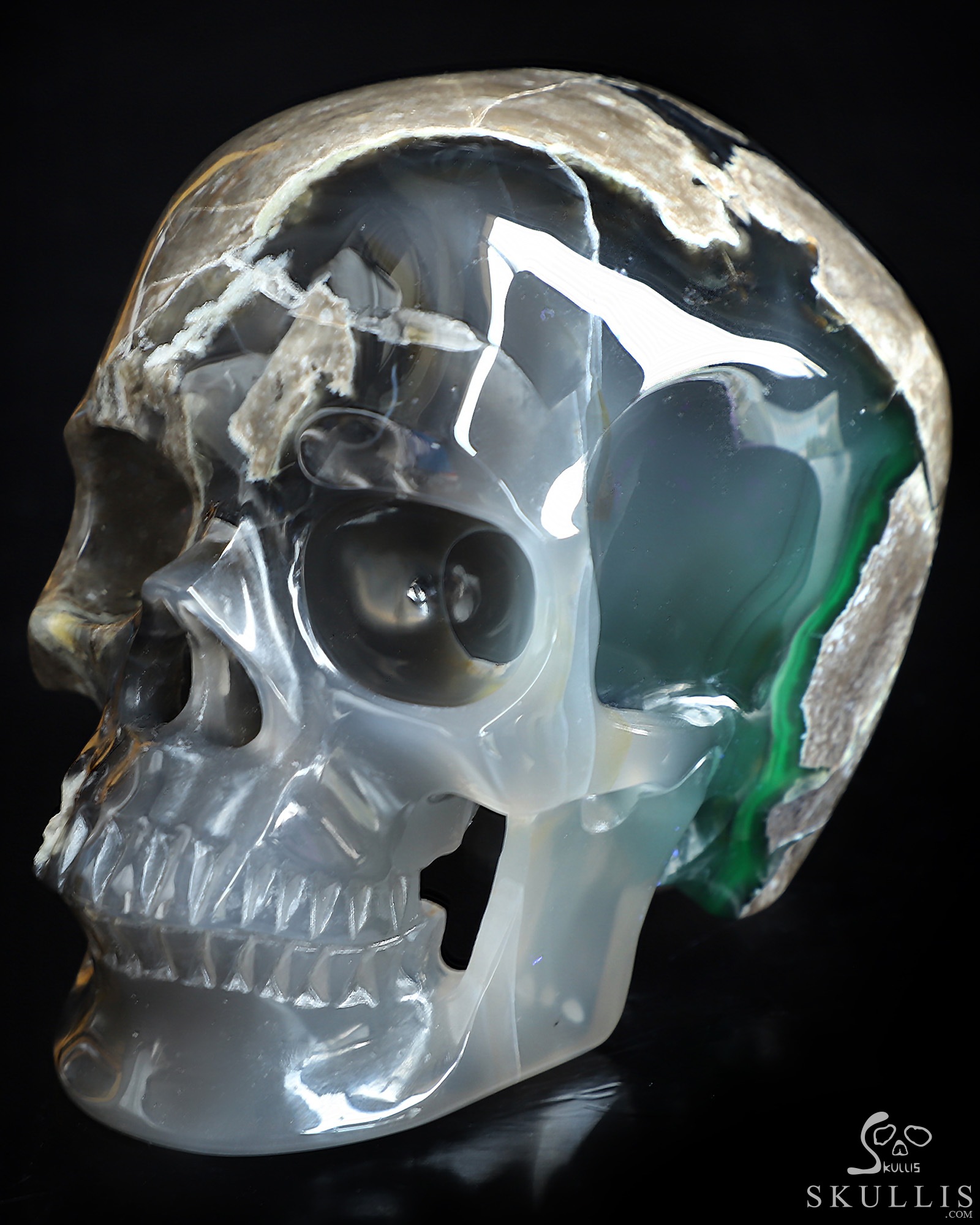 5.0" Volcano Agate Hand Carved Crystal Skull, Super Realistic, Crystal Healing 5.0" Volcano Agate Hand Carved Crystal Skull, Super Realistic, Crystal Healing